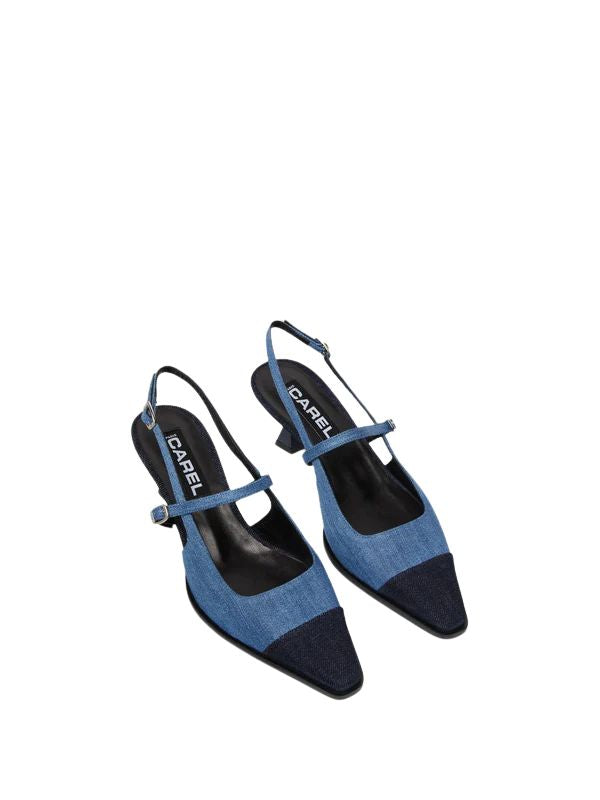 נעלי עקב עם רצועה במראה ג'ינס דו גווניהרכב: 100% בד ג'ינסגובה העקב: 5 ס"מ