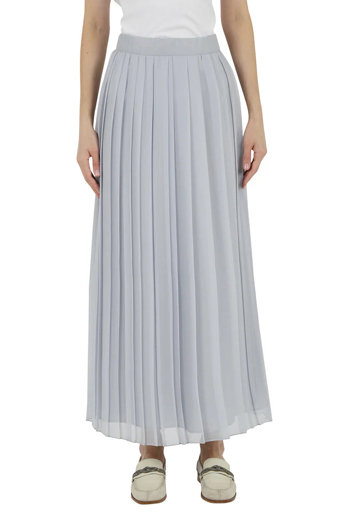 חצאית מקסי עם קפלים, גומי במותןהרכב: 100% פוליאסטרהדוגמנית בגובה 1.76 ולובשת מידה 42 איטלקית