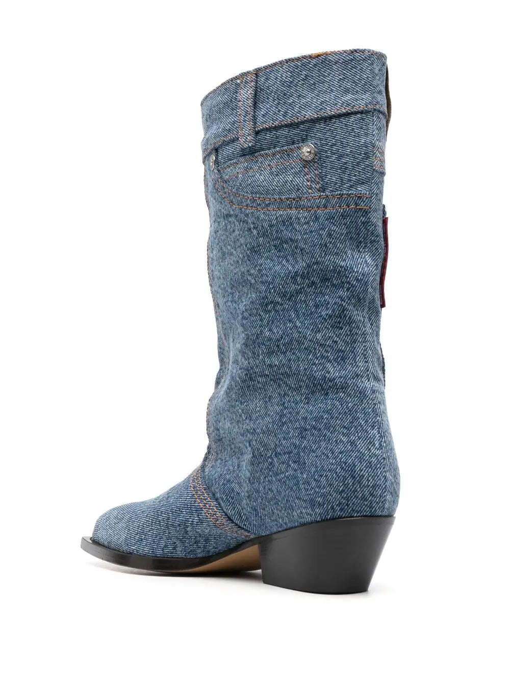 מגפוני בוקרים מג'ינס עם עיטורי כיס ולולאותהרכב: 100% כותנה; סוליה: 100% עורגובה עקב: 4.5 ס"מ