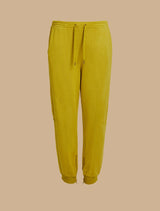 מכנסי לאונג' משילוב כותנה בצבע חרדל רגל צרה סיומת ריצ'רץ