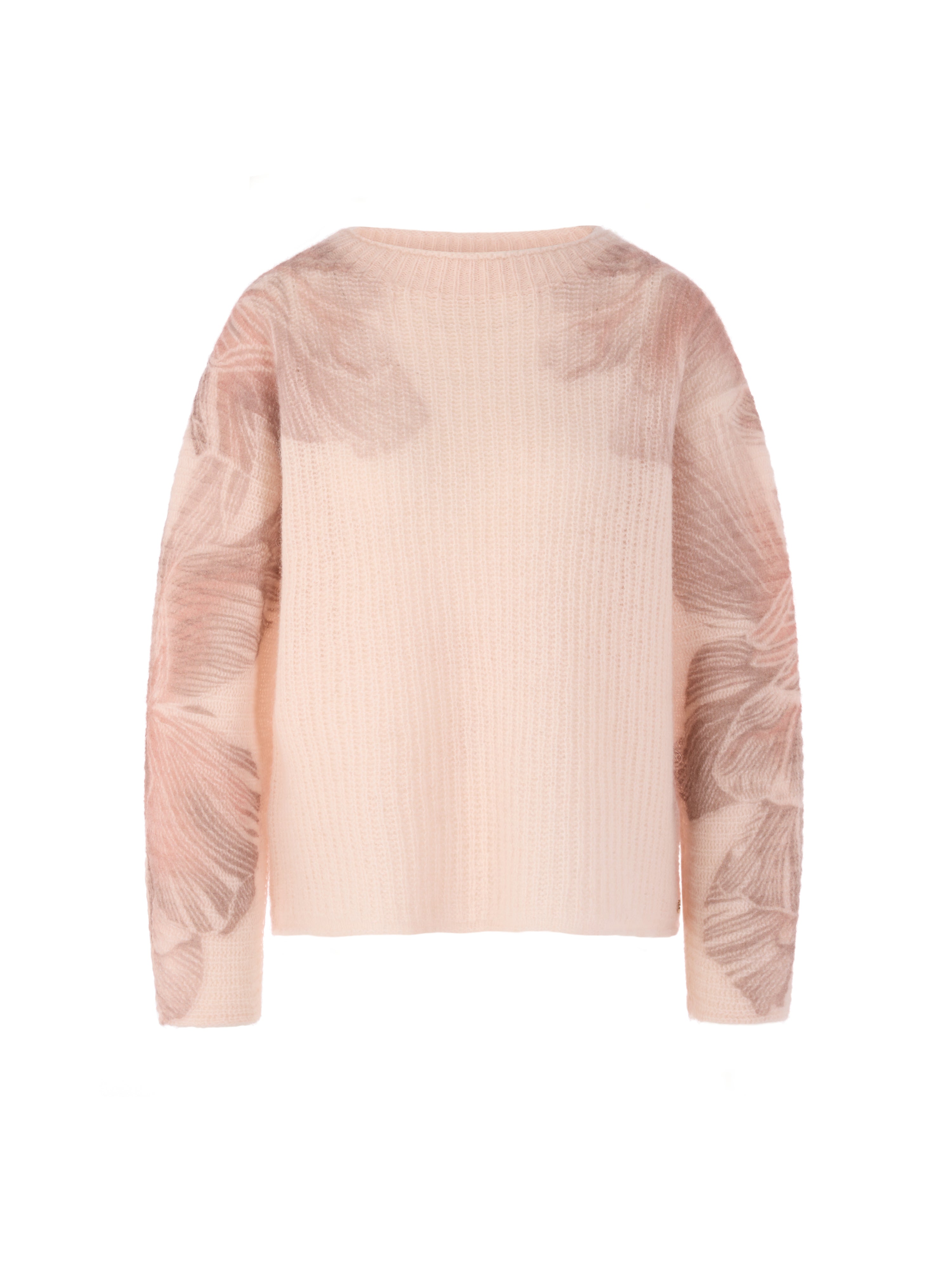 סריג בגזרה רחבה עם צווארון עגול ושרוולים ארוכים הכוללים הדפס פרחוני עדיןהרכב: 55% אלפקה, 35% פוליאמיד, 10% צמרהדוגמנית בגובה 1.79 ולובשת מידה 3 של מארק קיין