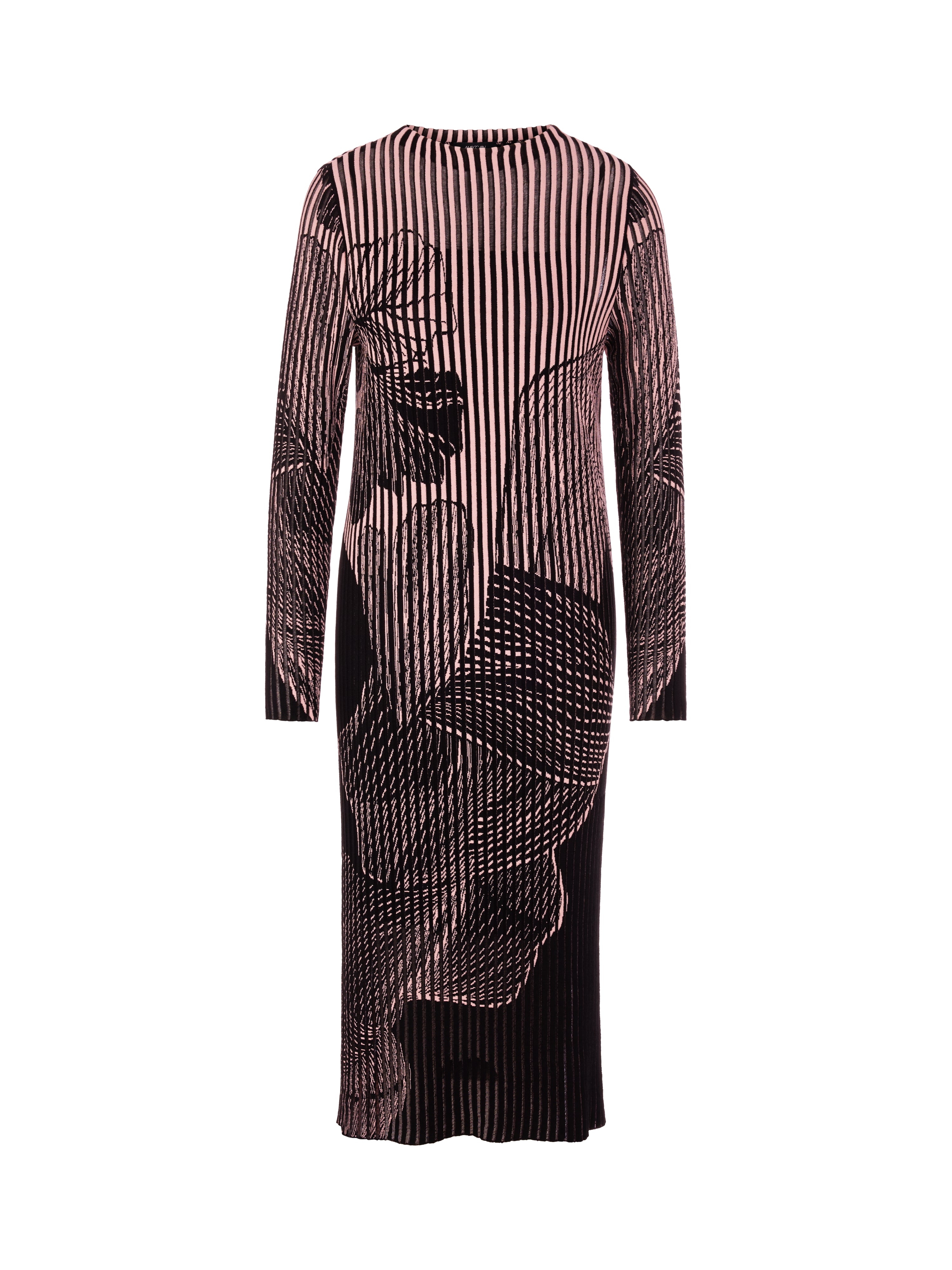 שמלת סריג צמודה, עם צווארון עגול ושרוולים ארוכיםהרכב: 73% ויסקוזה, 14% כותנה, 10% פוליאסטר, 3% פוליאמידהדוגמנית בגובה 1.79 ולובשת מידה 3 של מארק קיין