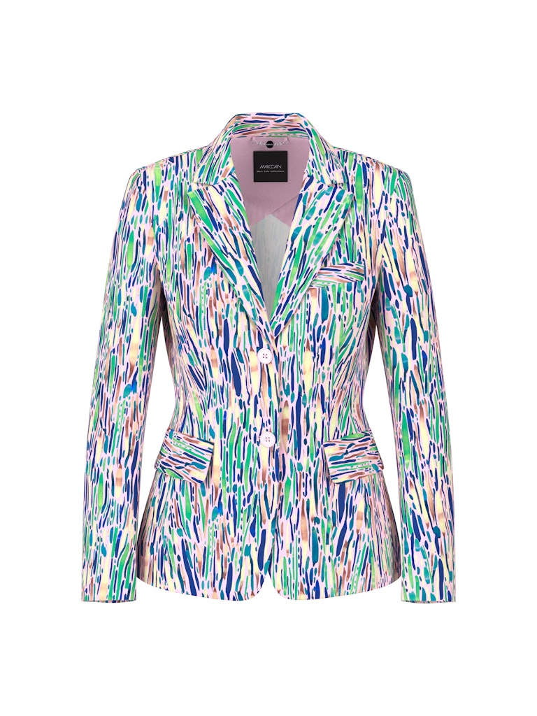 בלייזר בגזרה קלאסית וצמודה לגוף, עשוי בד ג'רזי סקובה נוח וגמיש. עם בטנה קלה, שני כיסים חזיתיים, צווארון דש, וסגירה באמצעות 2 כפתורים.הרכב: 47% פוליאסטר, 47% ויסקוזה, 6% אלסטןהדוגמנית בגובה 1.79 ולובשת מידה 3 של מארק קיין