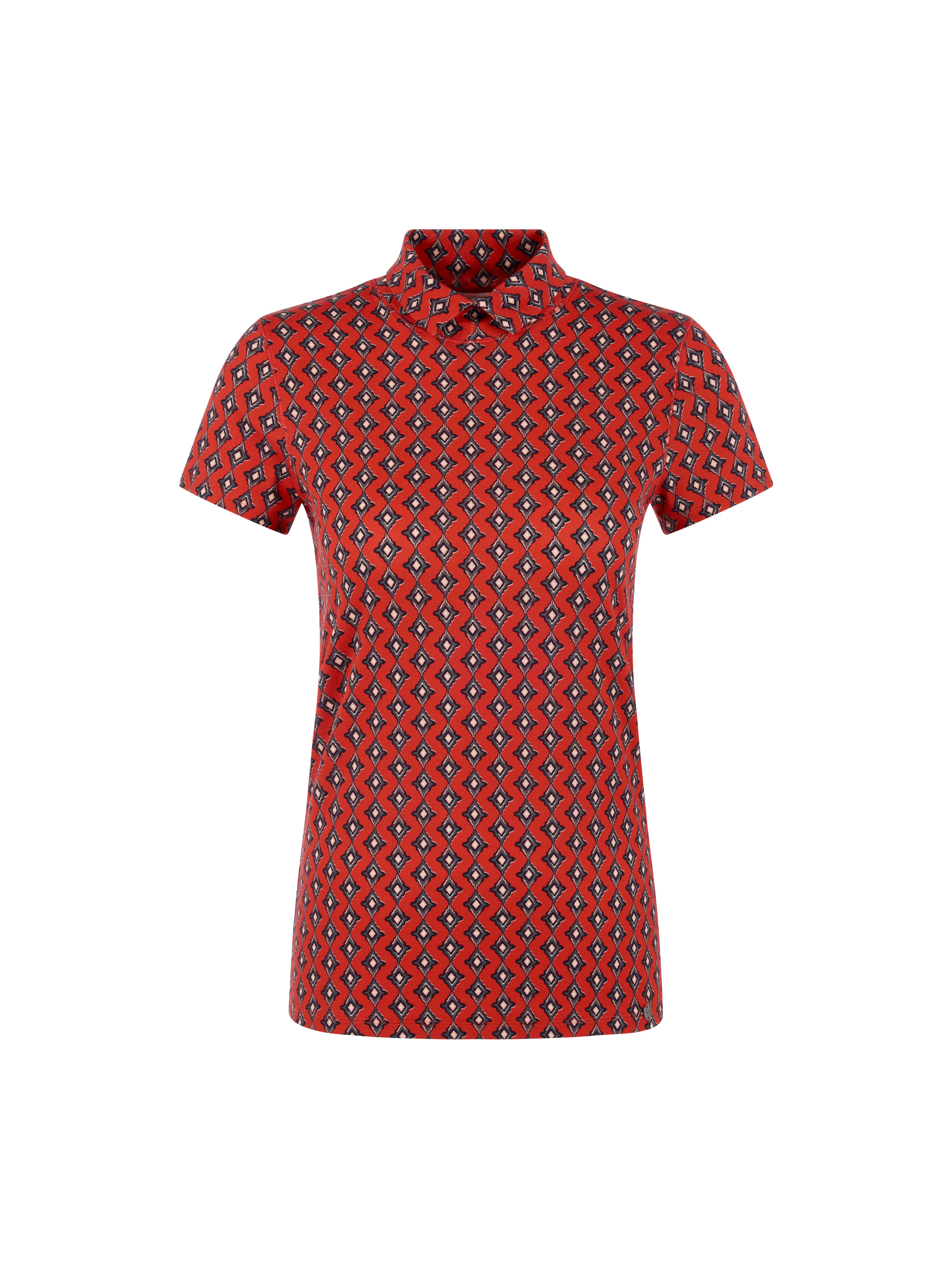 חולצה בגזרה צמודה עשויה כותנה נמתחת עם צווארון והדפס יהלוםהרכב: 95% כותנה, 5% אלסטןהדוגמנית בגובה 1.79 ולובשת מידה 3 של מארק קיין