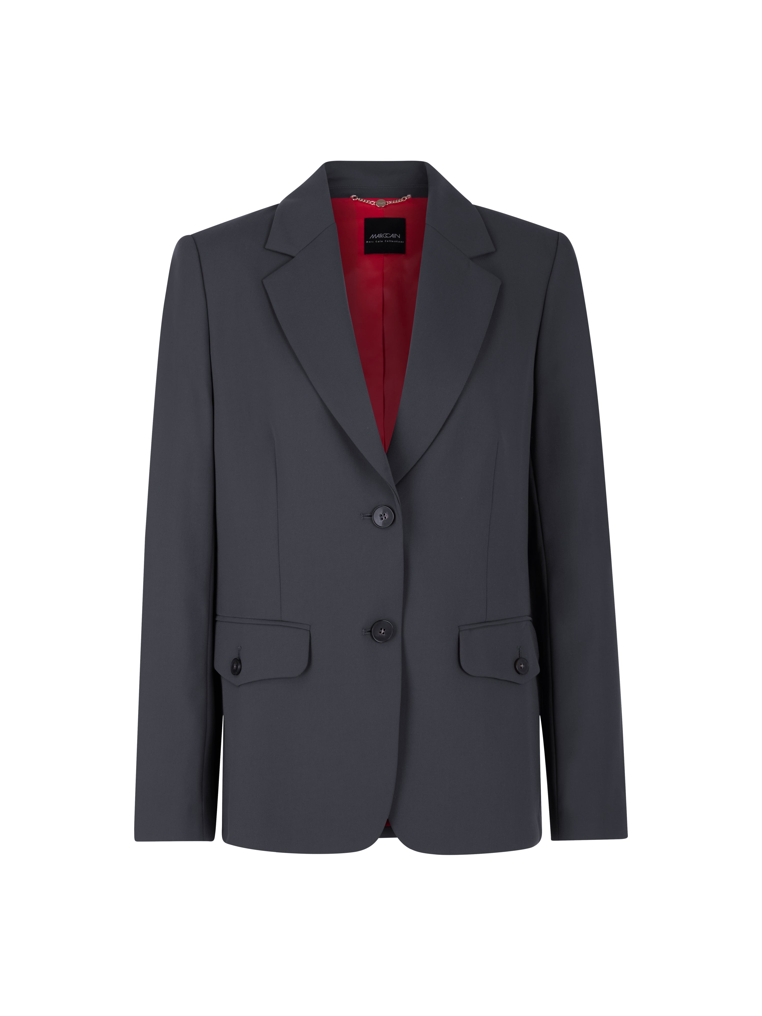 בלייזר בגזרה צמודה עם כיסים צדדיים וסגירת כפתוריםהרכב:48% ויסקוזה, 48% פוליאסטר, 4% אלסטןהדוגמנית בגובה 1.79 ולובשת מידה 3 של מארק קיין