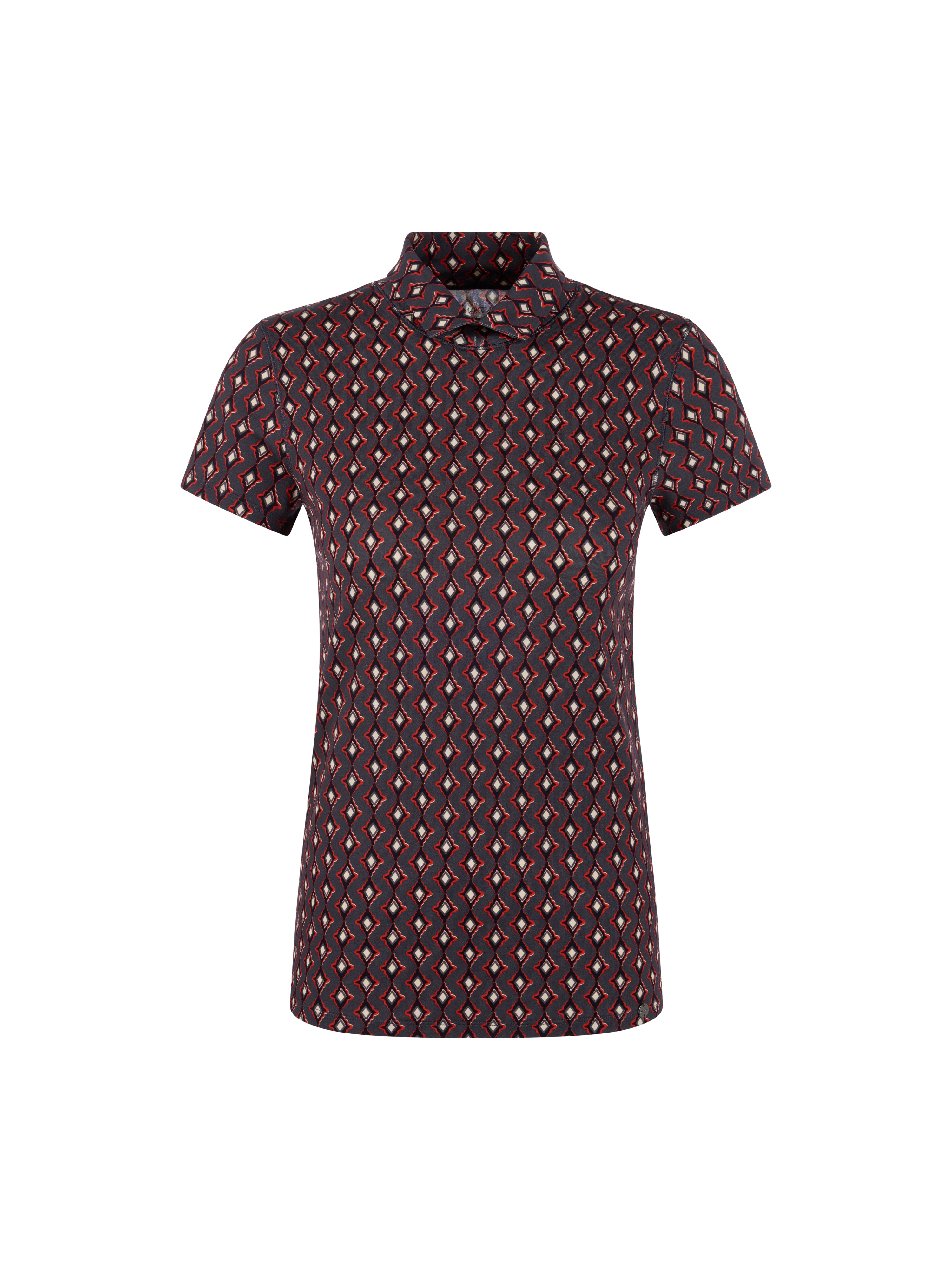 חולצה בגזרה צמודה עשויה כותנה נמתחת עם צווארון והדפס יהלוםהרכב: 95% כותנה, 5% אלסטןהדוגמנית בגובה 1.79 ולובשת מידה 3 של מארק קיין