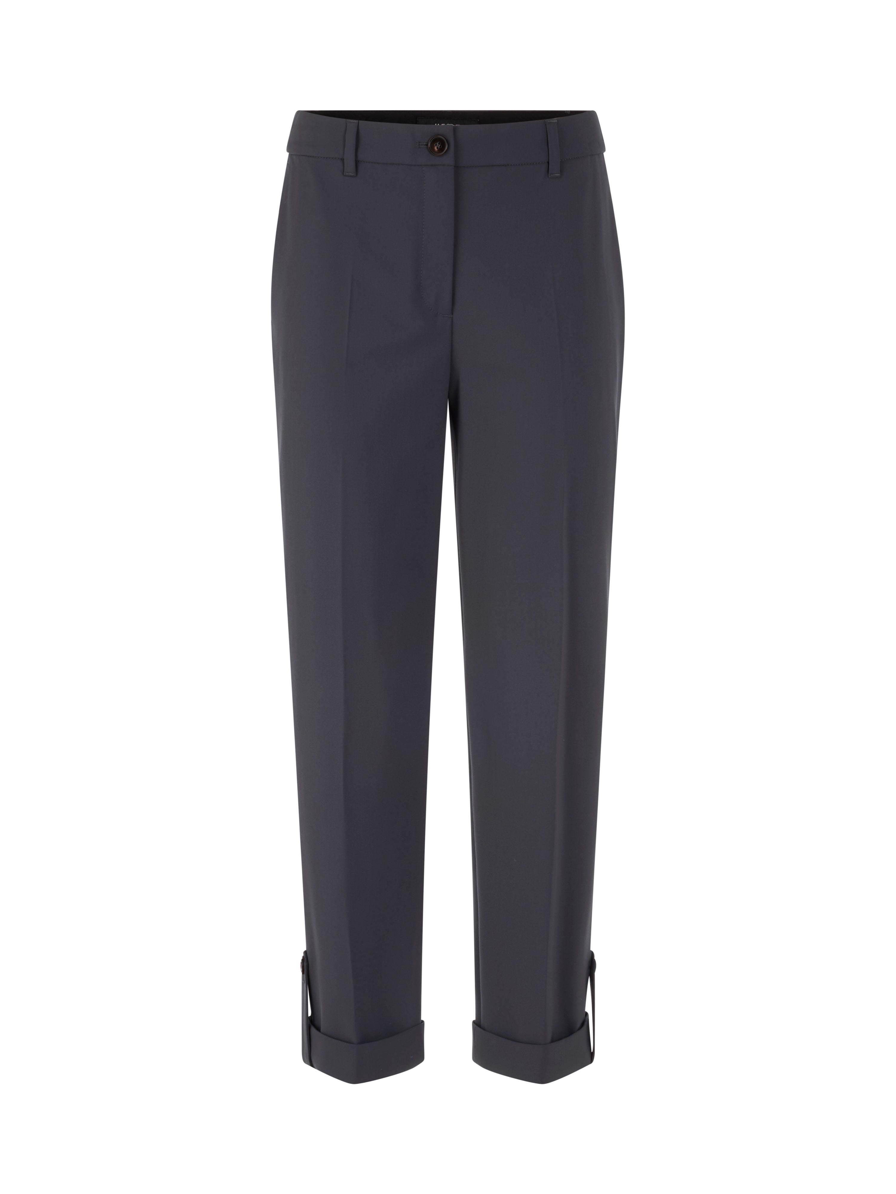 מכנסיים באורך 7/8 עם מכפלת וכיסים אחורייםהרכב: 48% ויסקוזה, 48% פוליאסטר, 4% אלסטןהדוגמנית בגובה 1.79 ולובשת מידה 3 של מארק קיין