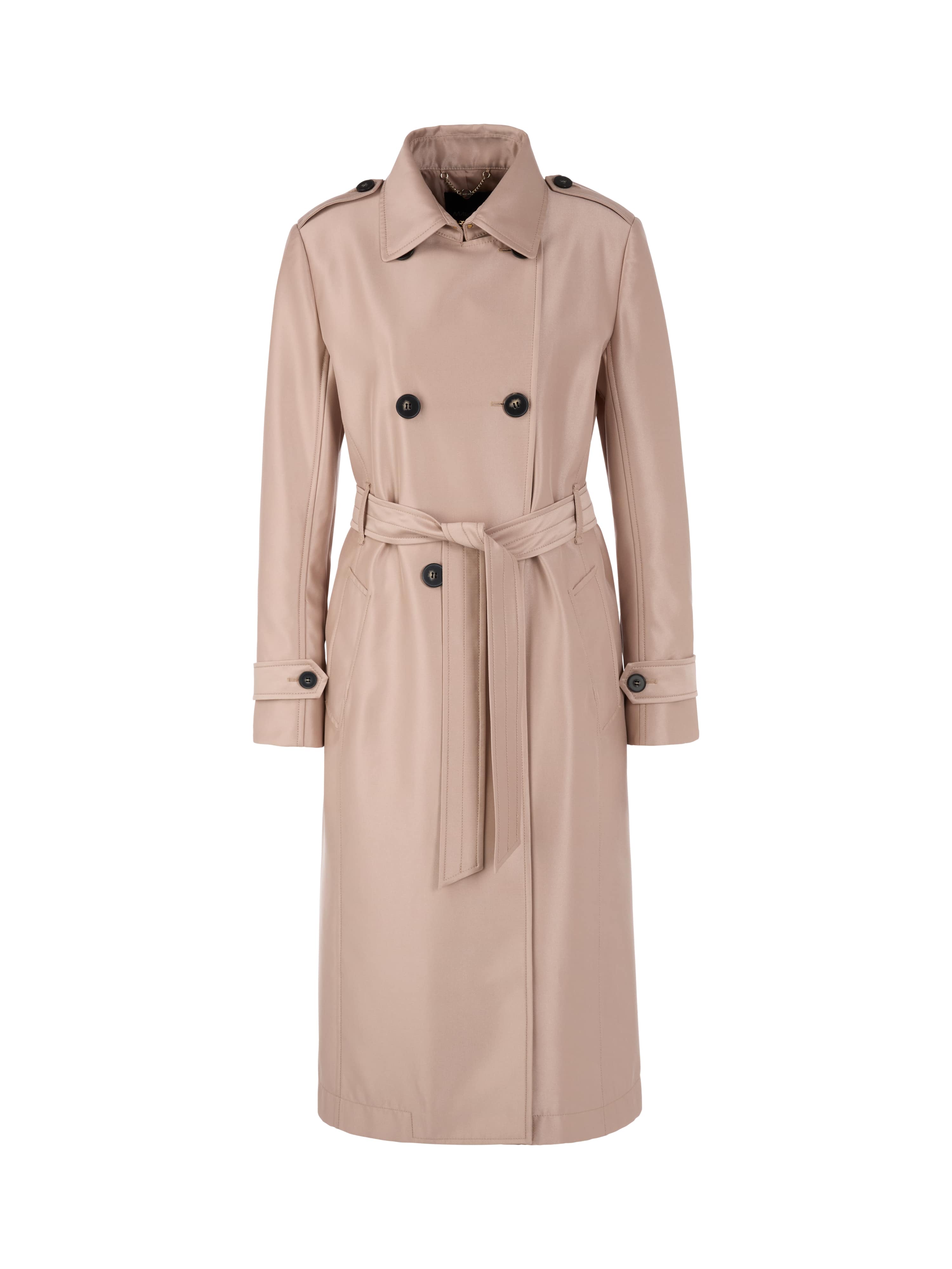 מעיל טרנץ' באורך מידי עם צווארון קלאסי, סגירת כפתורים וחגורת קשירה תואמתהרכב: 80% פוליאסטר, 20% ויסקוזההדוגמנית בגובה 1.79 ולובשת מידה 3 של מארק קיין