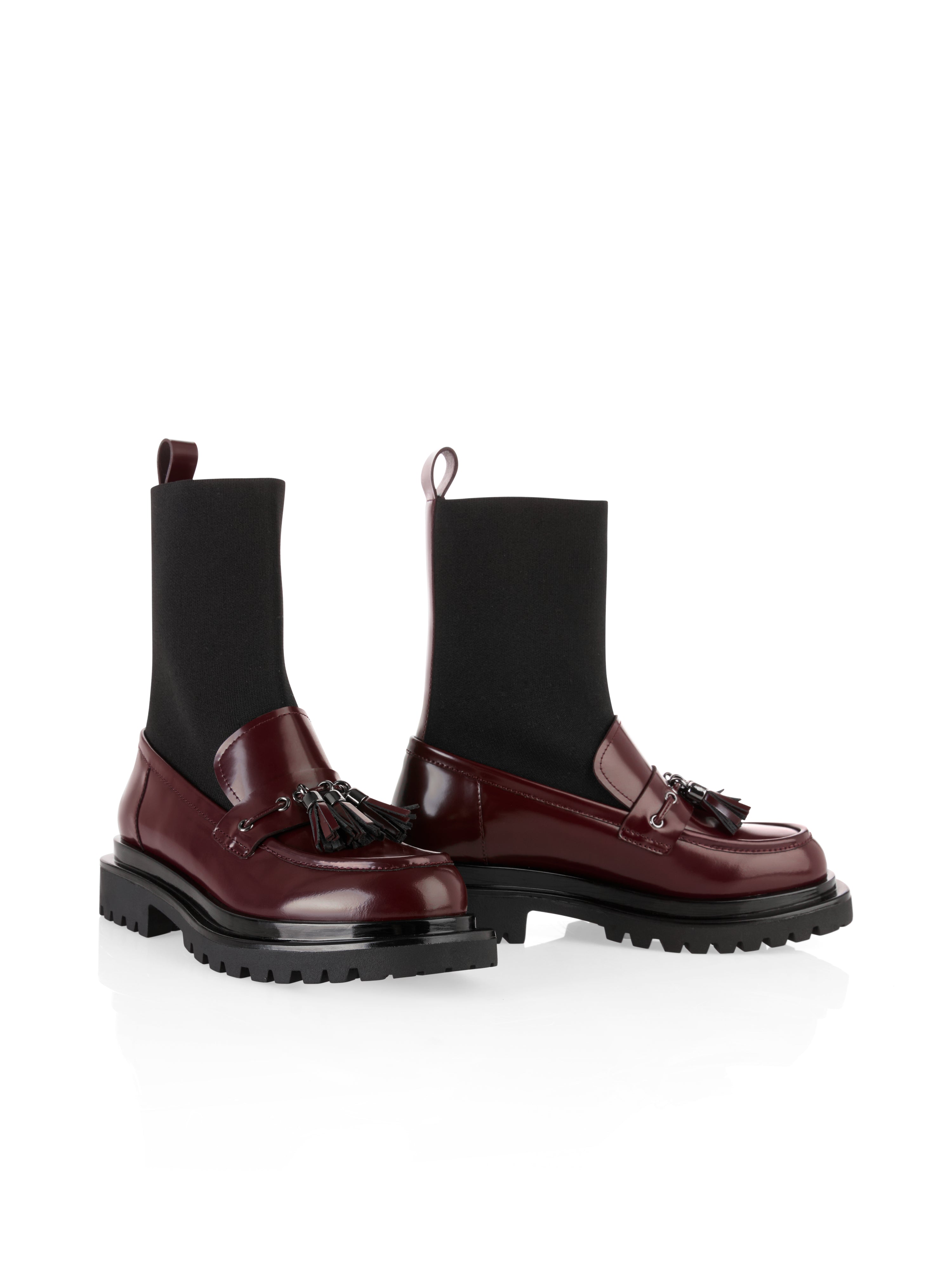 נעלי מוקסין עם חלק עליון סרוגהרכב: 55% עור, 45% פוליאסטרגובה העקב: 30 מ"מ