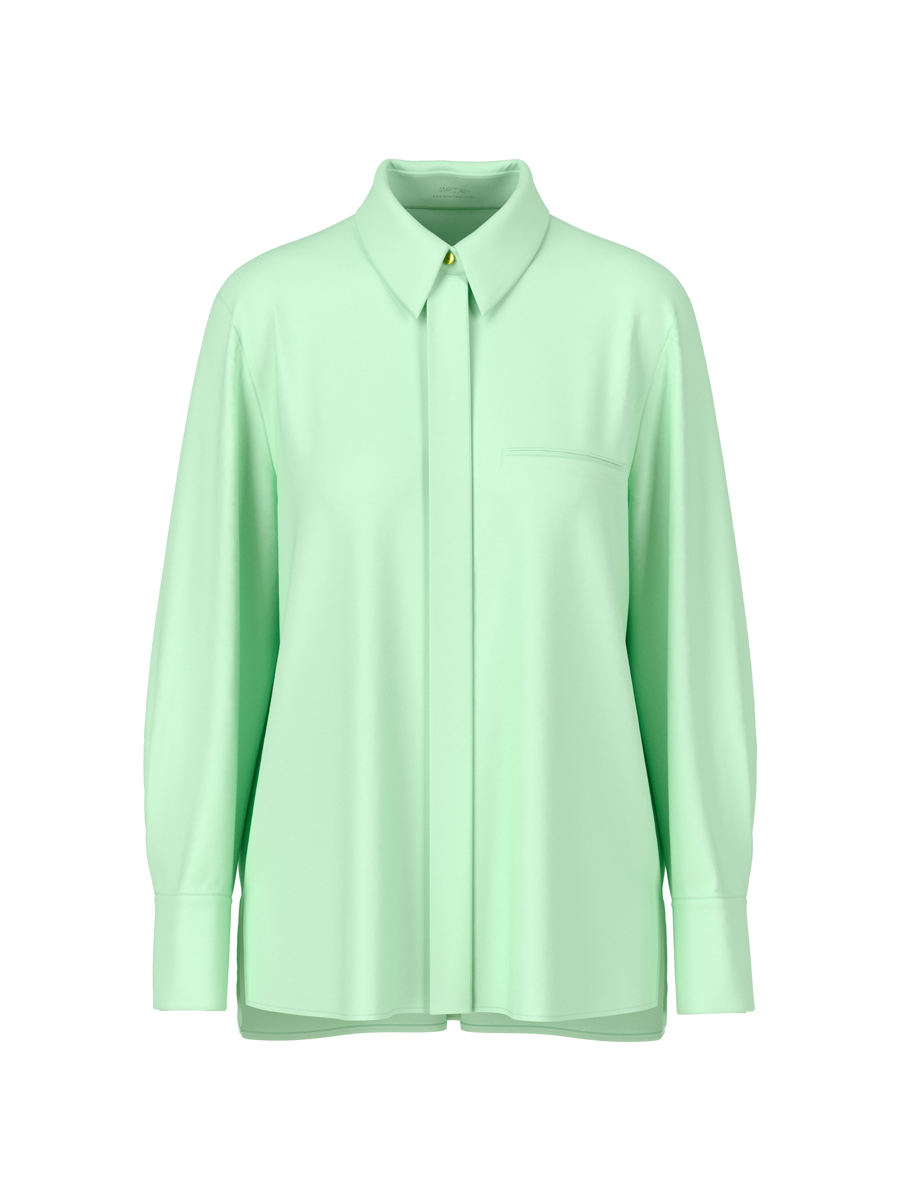 חולצה מכופתרת בגזרת אוברסייז עם כפתורים נסתריםהרכב: 75% כותנה, 20% פוליאמיד, 5% אלסטןהדוגמנית בגובה 1.79 ולובשת מידה 3 של מארק קיין