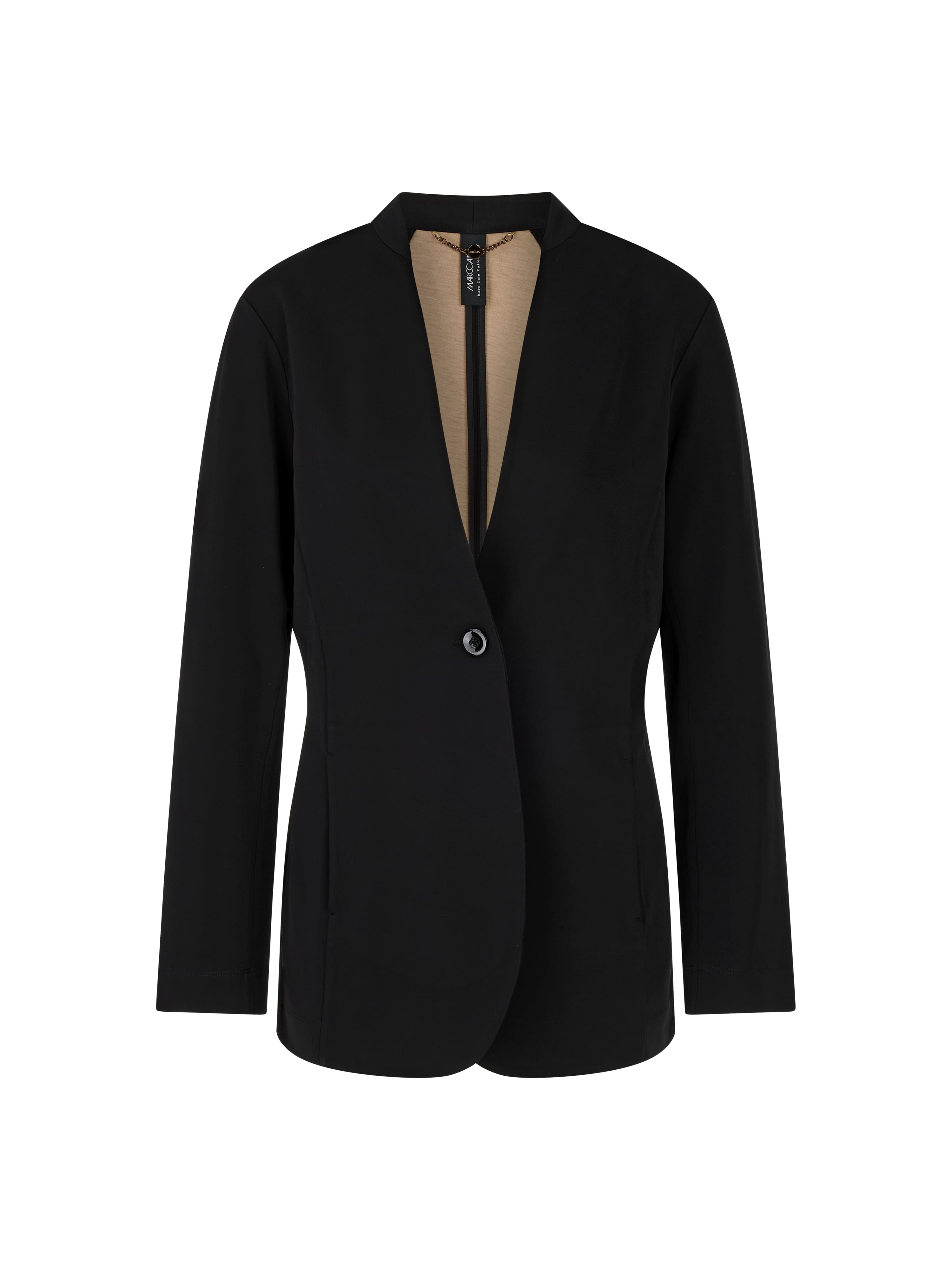 בלייזר מחויט עם סגירת כפתורים וכיסים צדדייםהרכב: 100% ויסקוזההדוגמנית בגובה 1.79 ולובשת מידה 3 של מארק קיין