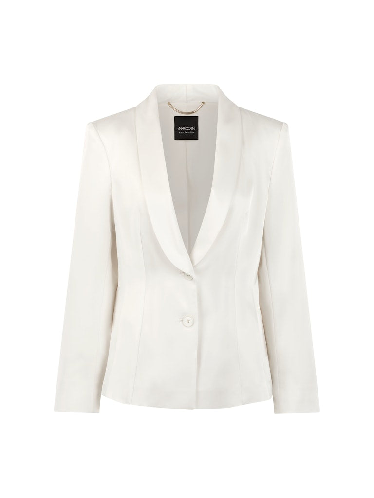 בלייזר אלגנטי בגזרה קלאסית ועדכנית, עשוי בד סאטן רך ומבריק. עם צווארון דש עמוק, כריות כתפיים מודגשות, בטנה קלה ואיכותית, וסגירה באמצעות שני כפתורים.הרכב: 87% טריאצטט, 13% אלסטןהדוגמנית בגובה 1.79 ולובשת מידה 3 של מארק קיין