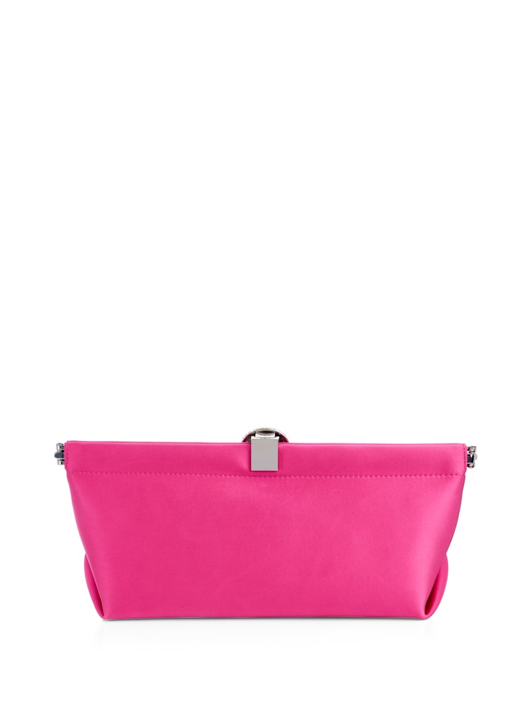 תיק קלאץ' אלגנטי מסאטן, עם סוגר מתכתי מעוטר אבני קריסטל.מידות: 23*7*13 ס"מהרכב: 100% פוליאסטר