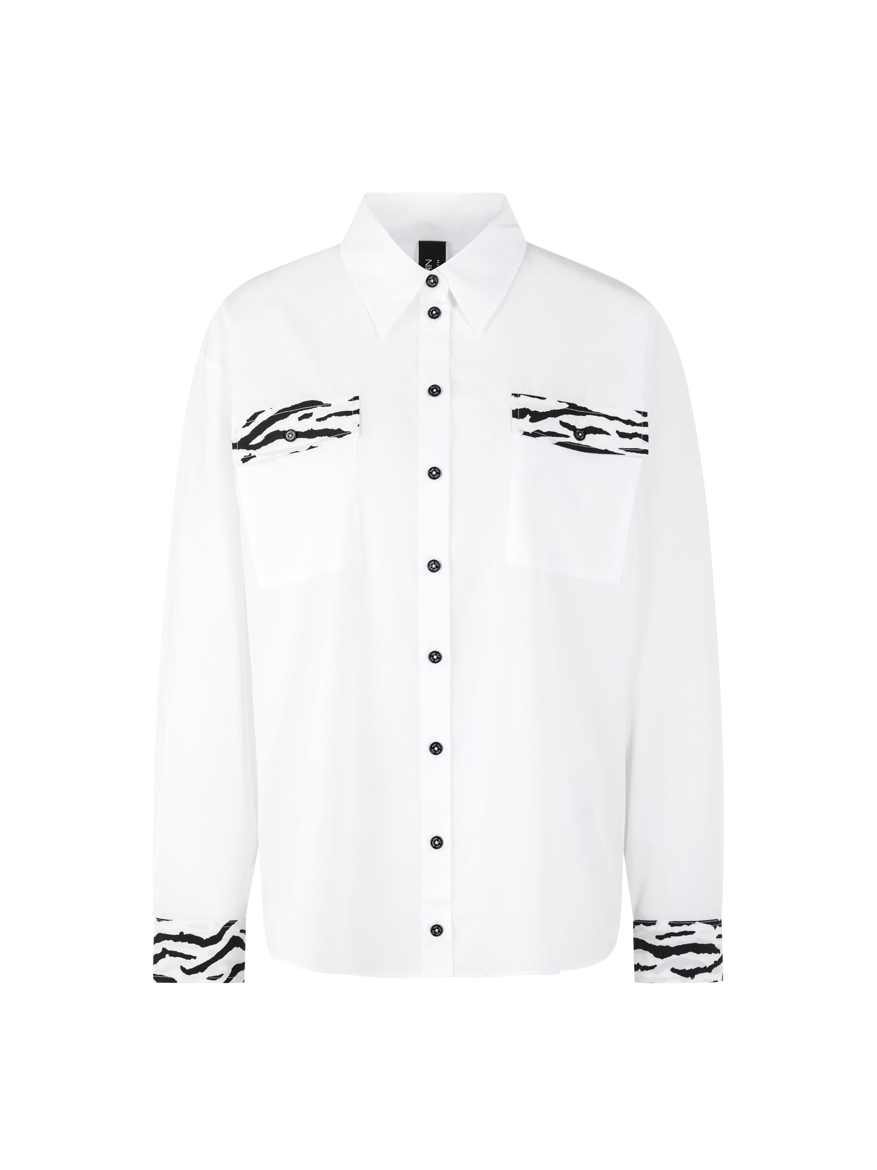 חולצה סגנון קלאסי בגזרה רחבה עם אלמנטים של הדפסהרכב: 100% כותנההדוגמנית בגובה 1.79 ולובשת מידה 3 של מארק קיין