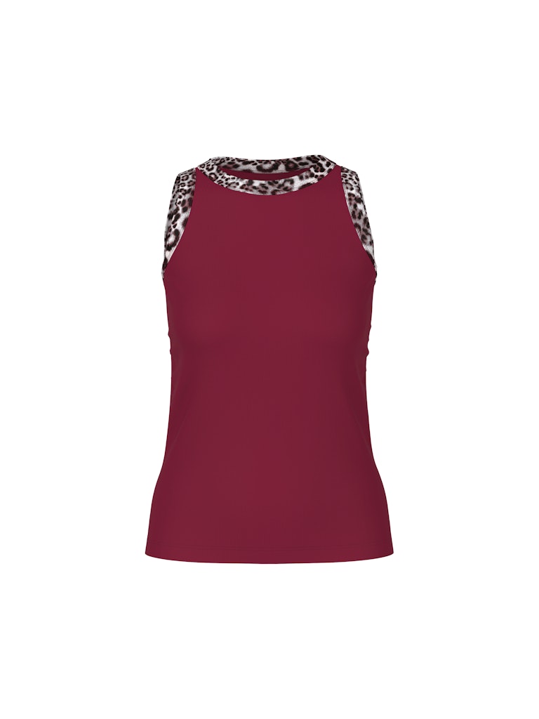 גופייה מבד כותנה ריב רך וגמיש, בגזרה צמודה לגוף, עם גימור בהדפס מנומר בצווארון וסביב השרוולים.הרכב: 94% כותנה, 6% אלסטןהדוגמנית בגובה 1.79 ולובשת מידה 3 של מארק קיין