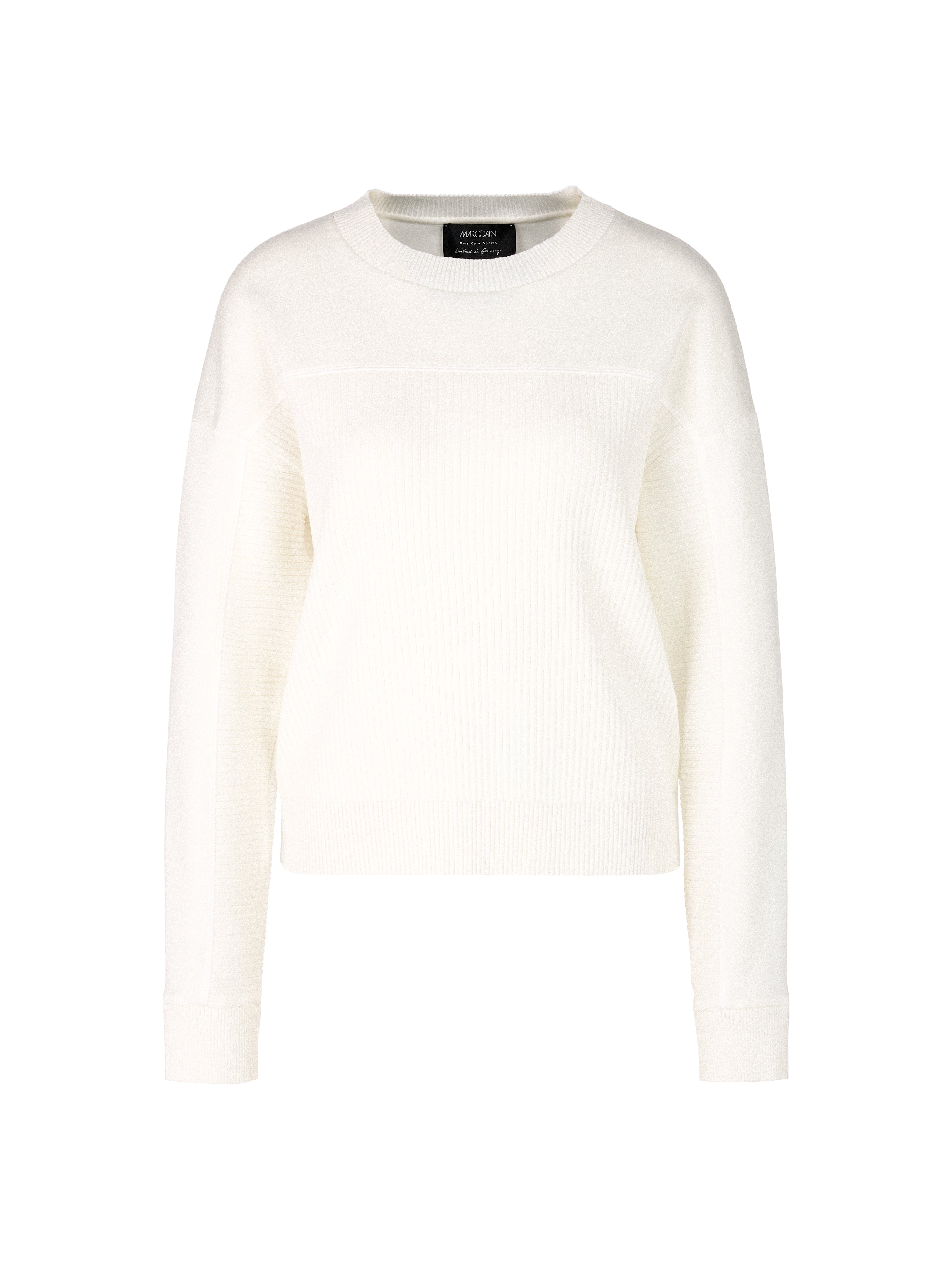 סוודר קז'ואל עם שרוולים ארוכים וצווארון עגולהרכב: 70% ויסקוזה, 30% פוליאסטרהדוגמנית בגובה 1.79 ולובשת מידה 3 של מארק קיין