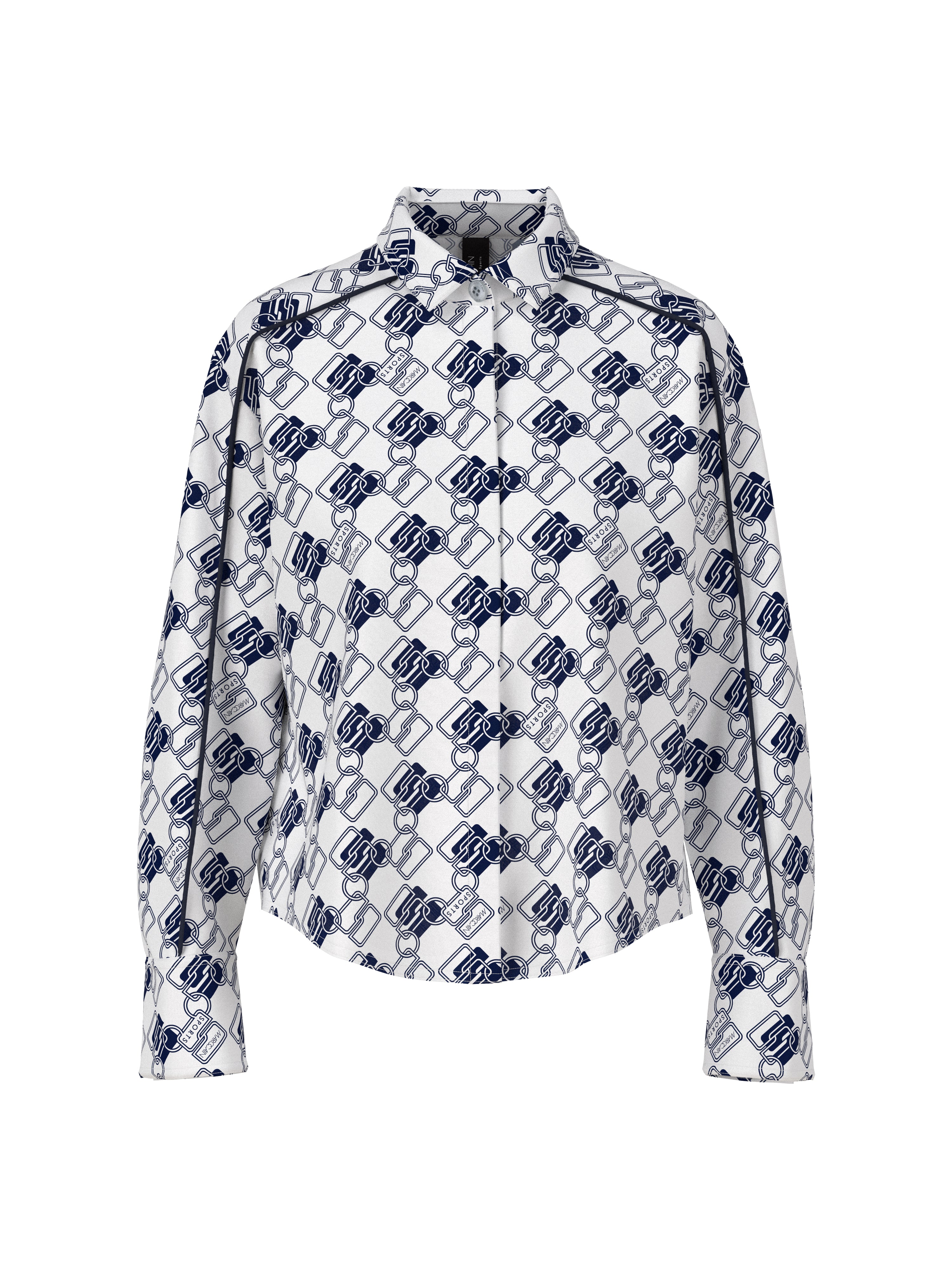 חולצה עשויה כותנה עם הדפס גאומטריהרכב: 100% כותנההדוגמנית בגובה 1.79 ולובשת מידה 3 של מארק קיין