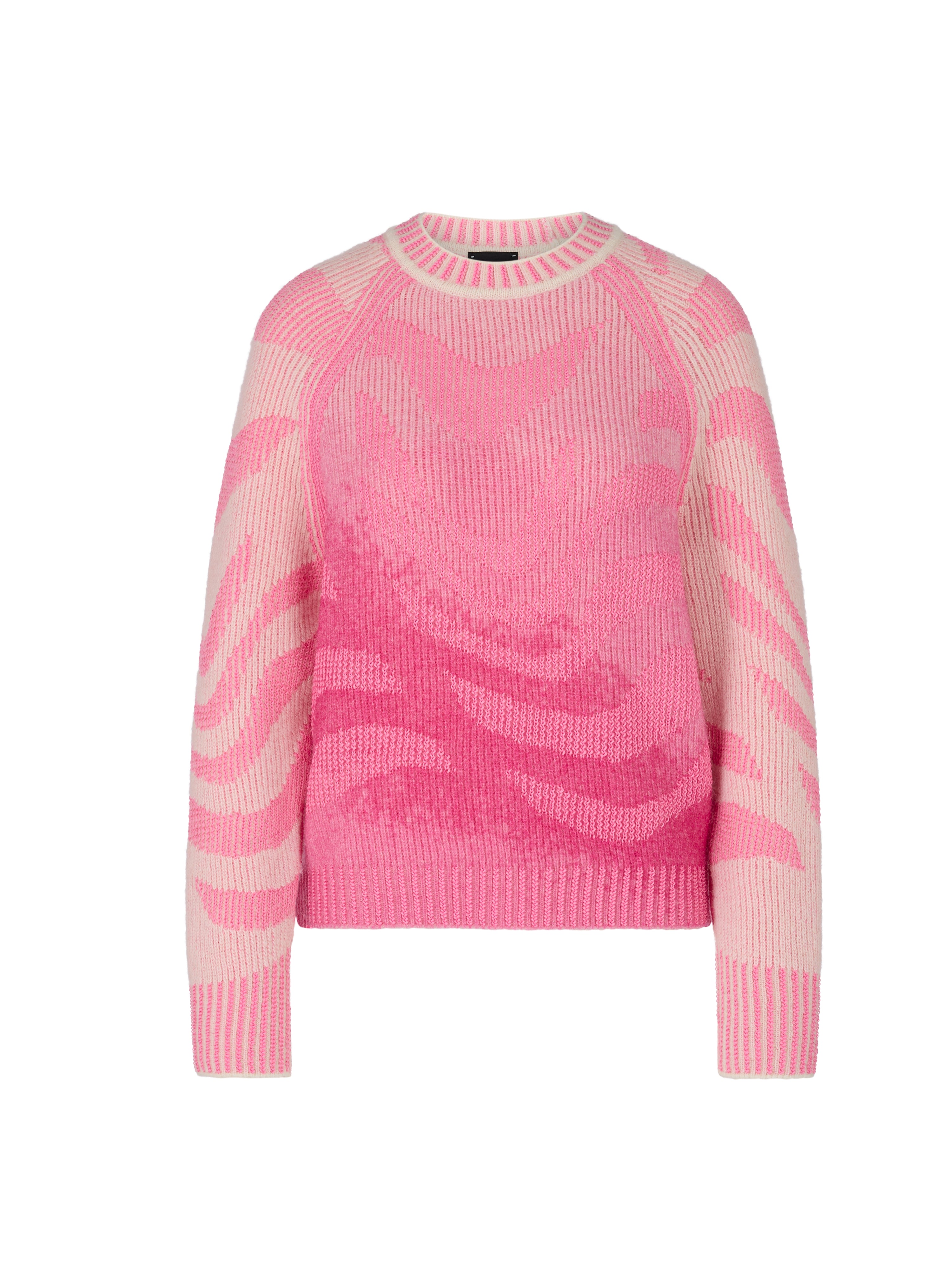 סוודר סרוג בגזרה ישרה בגווני ורודהרכב: 40% פוליאסטר, 33% אלפקה, 21% פוליאמיד, 6% צמרהדוגמנית בגובה 1.79 ולובשת מידה 3 של מארק קיין