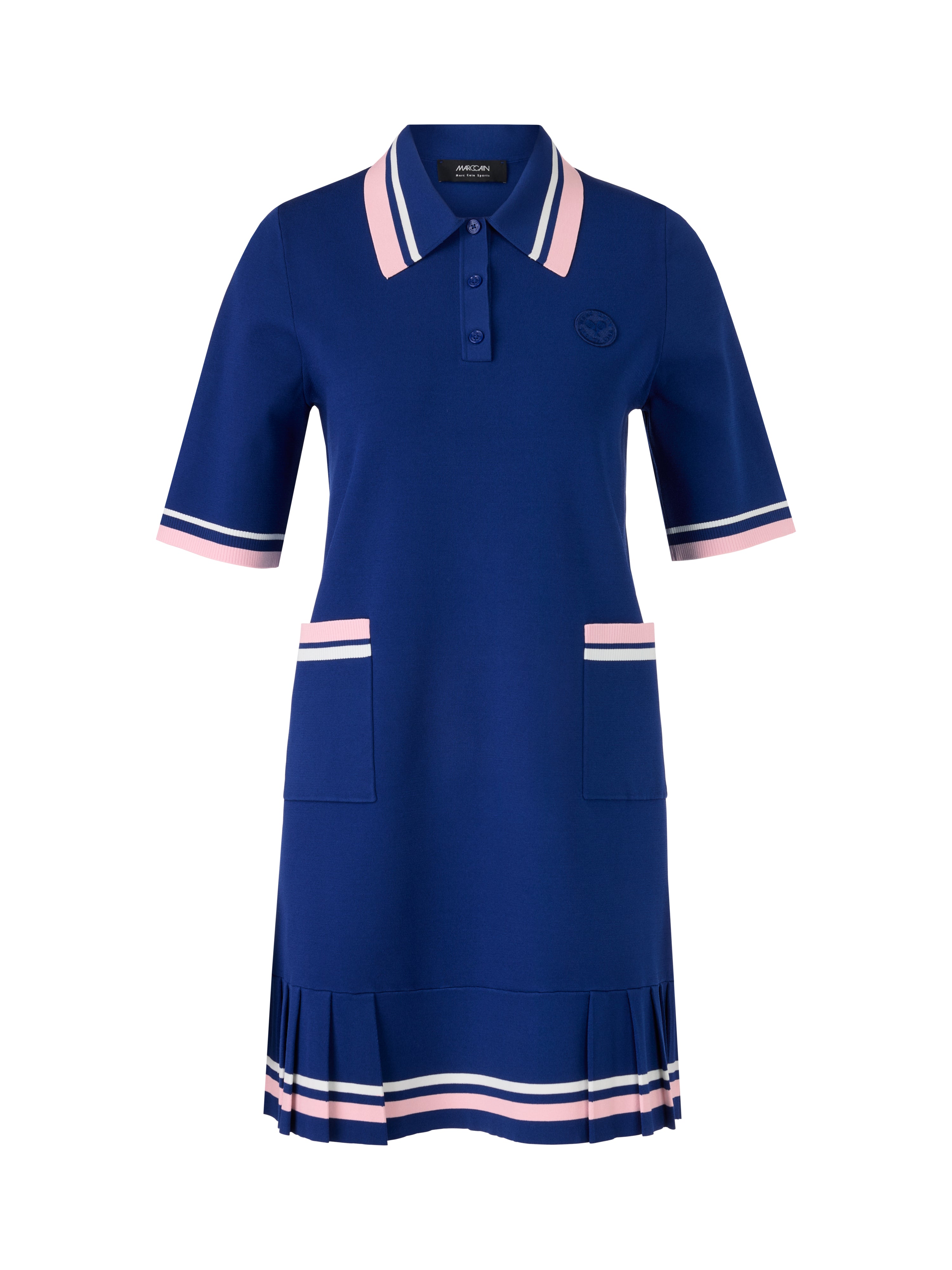 שמלת סריג באורך מיני בגזרת A עם קפלים בסיומתהרכב: 78% ויסקוזה, 22% פוליאסטרהדוגמנית בגובה 1.79 ולובשת מידה 3 של מארק קיין