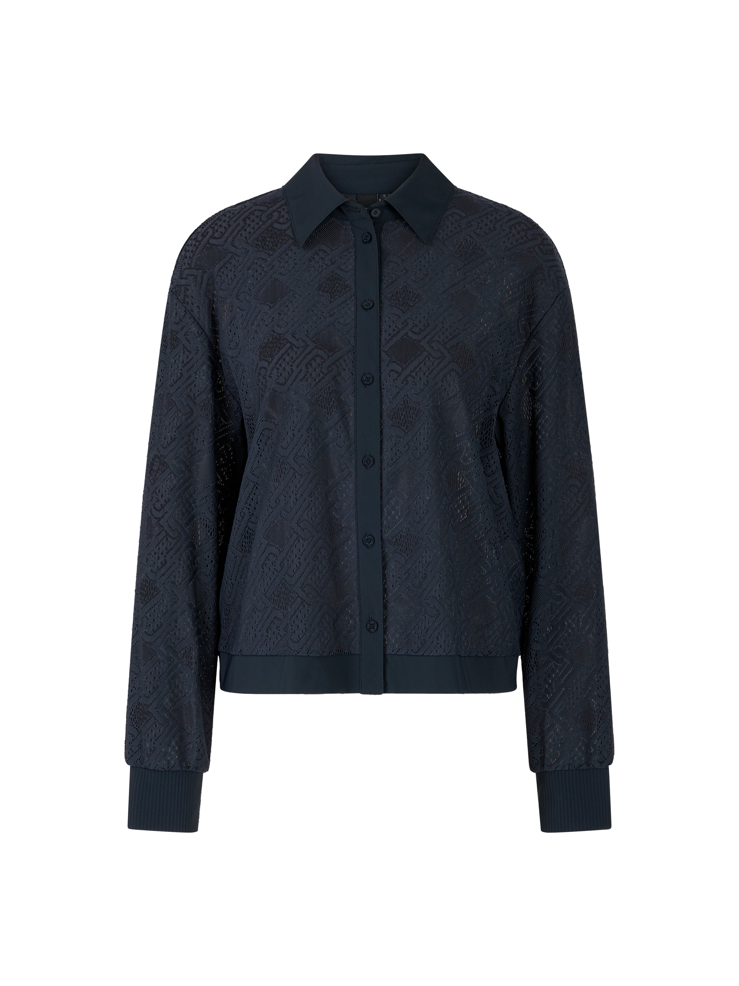 חולצה מכופתרת עם שרוולים ארוכים עשויה בד תחרההרכב: 93% פוליאמיד, 7% אלסטןהדוגמנית בגובה 1.79 ולובשת מידה 3 של מארק קיין