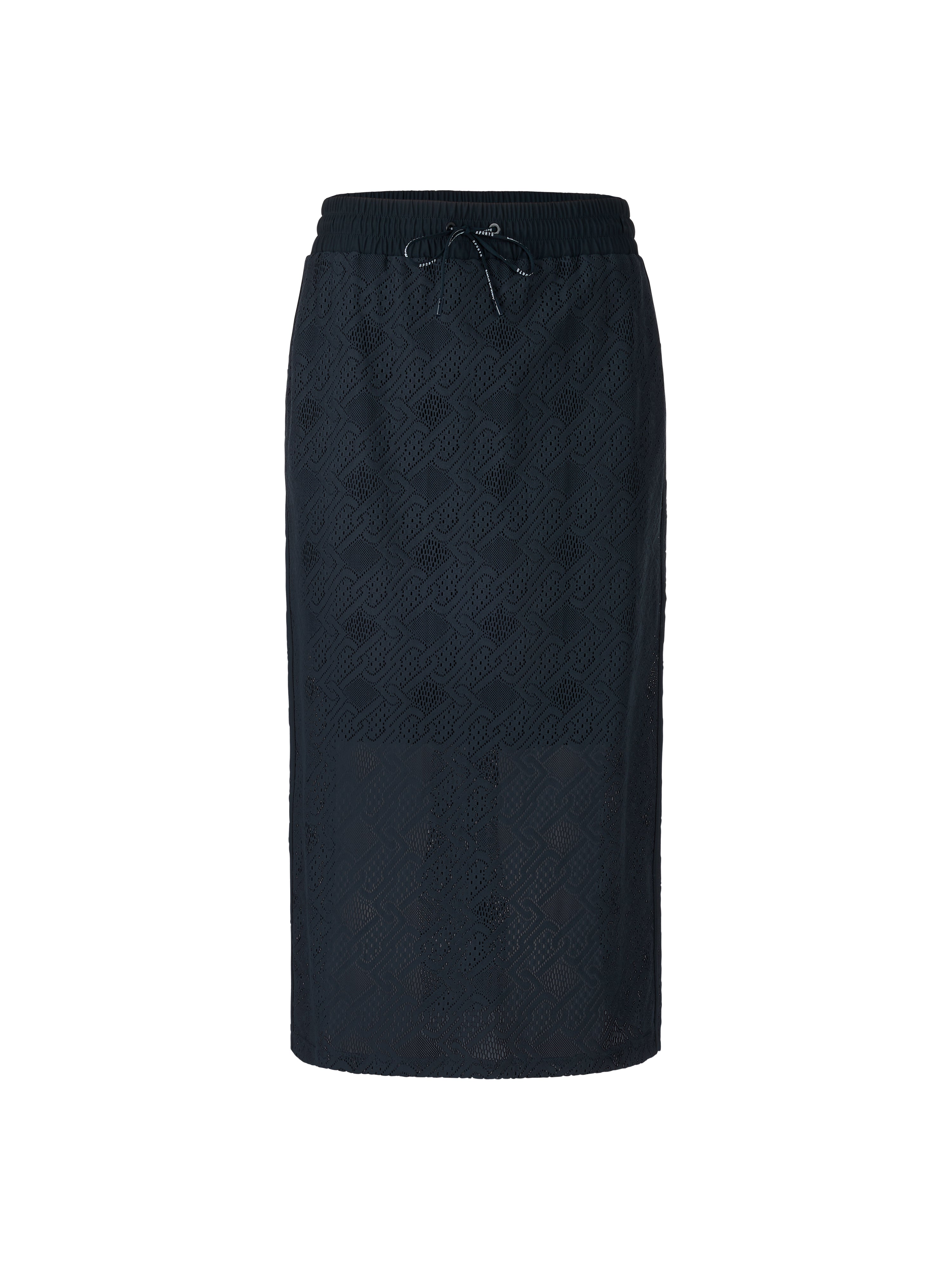 חצאית בגזרה ישרה עשויה מבד תחרה עם חגורת מותן נמתחתהרכב: 93% פוליאמיד, 7% אלסטןהדוגמנית בגובה 1.79 ולובשת מידה 3 של מארק קיין