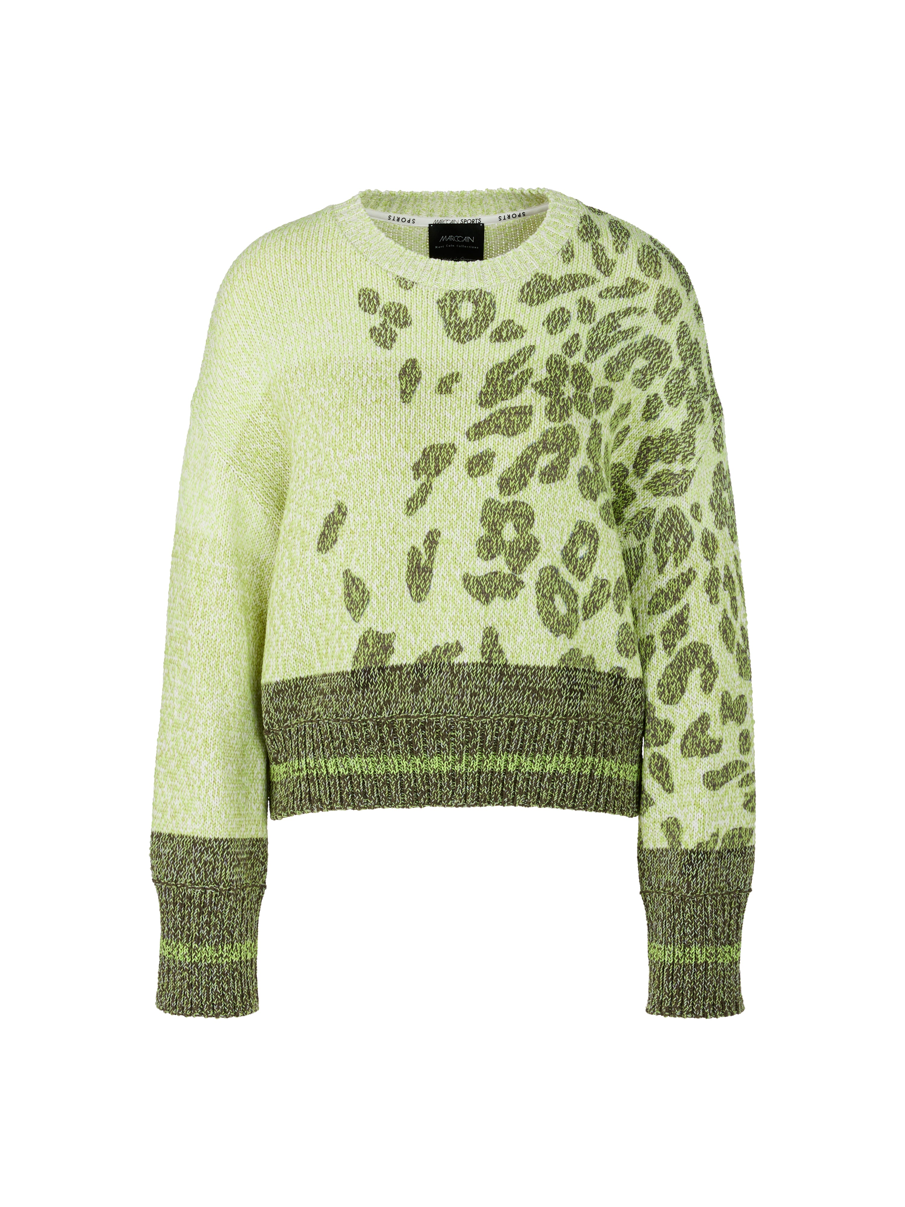 סוודר בגזרה רחבה עם צווארון עגול והדפסהרכב: 55% כותנה, 26% פוליאסטר, 19% פוליאמידהדוגמנית בגובה 1.79 ולובשת מידה 3 של מארק קיין