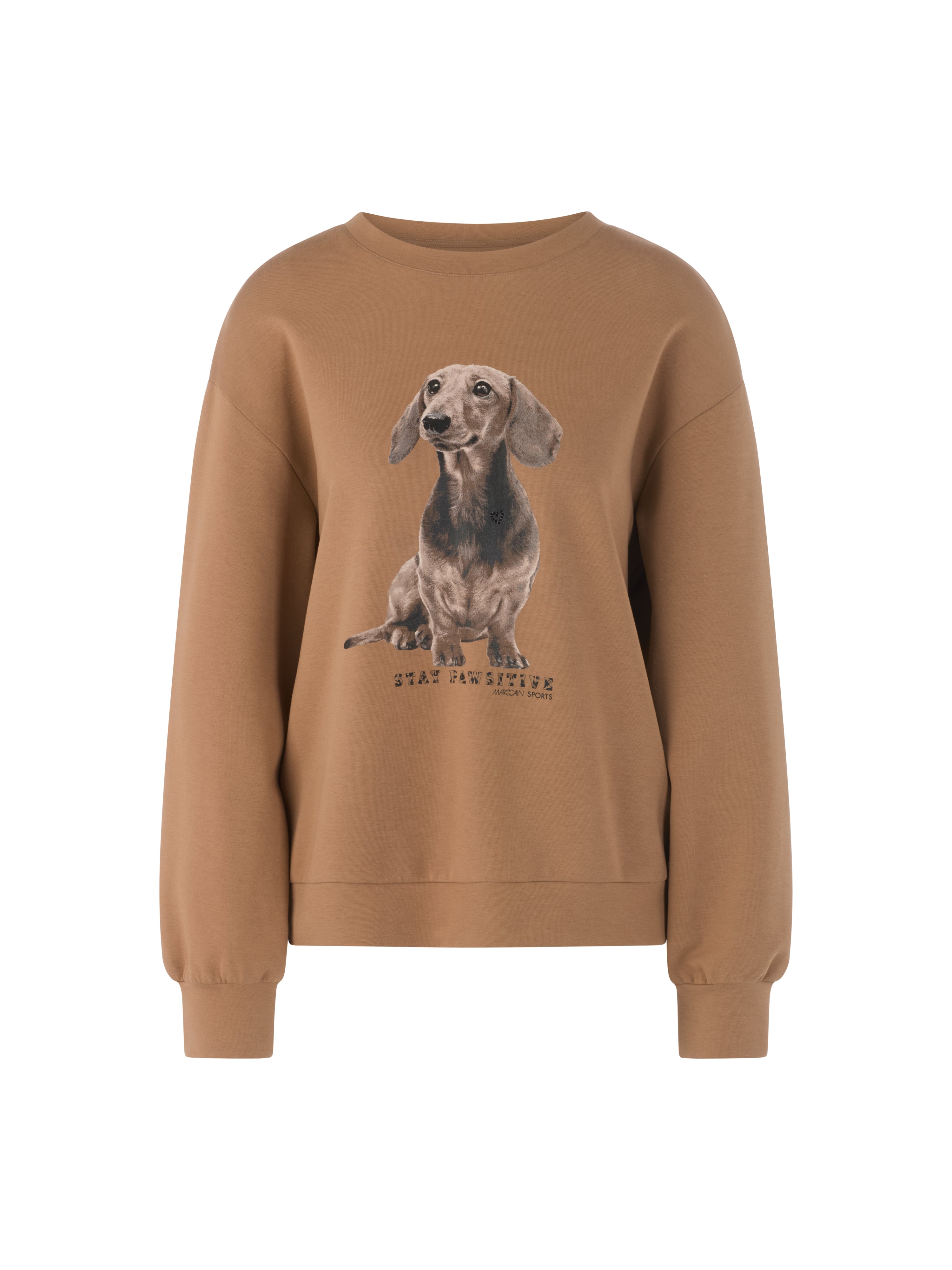 סווטשירט בגזרה רחבה מבד רך ונעיםעם הדפס כלב תחש מתוק בחלק הקדמיהרכב בד: 88% כותנה, 8% פוליאסטר, 4% אלסטאןהדוגמנית בגובה 1.79 ולובשת מידה 3 של מארק קיין