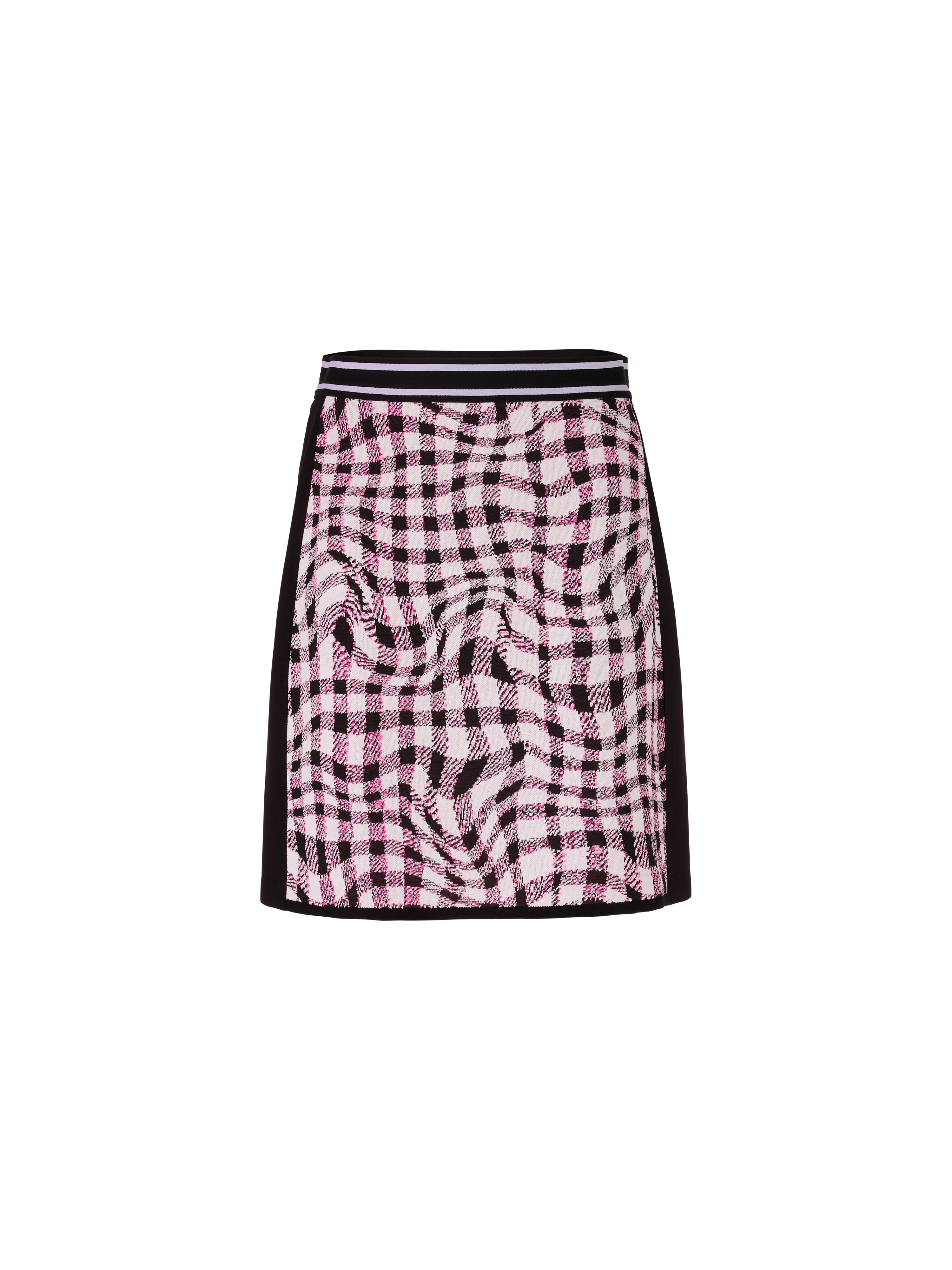 חצאית מיני סרוגה בגזרה ישרה עם הדפס משבצותהרכב: 72% ויסקוזה, 16% פוליאסטר, 12% פוליאמידהדוגמנית בגובה 1.79 ולובשת מידה 3 של מארק קיין