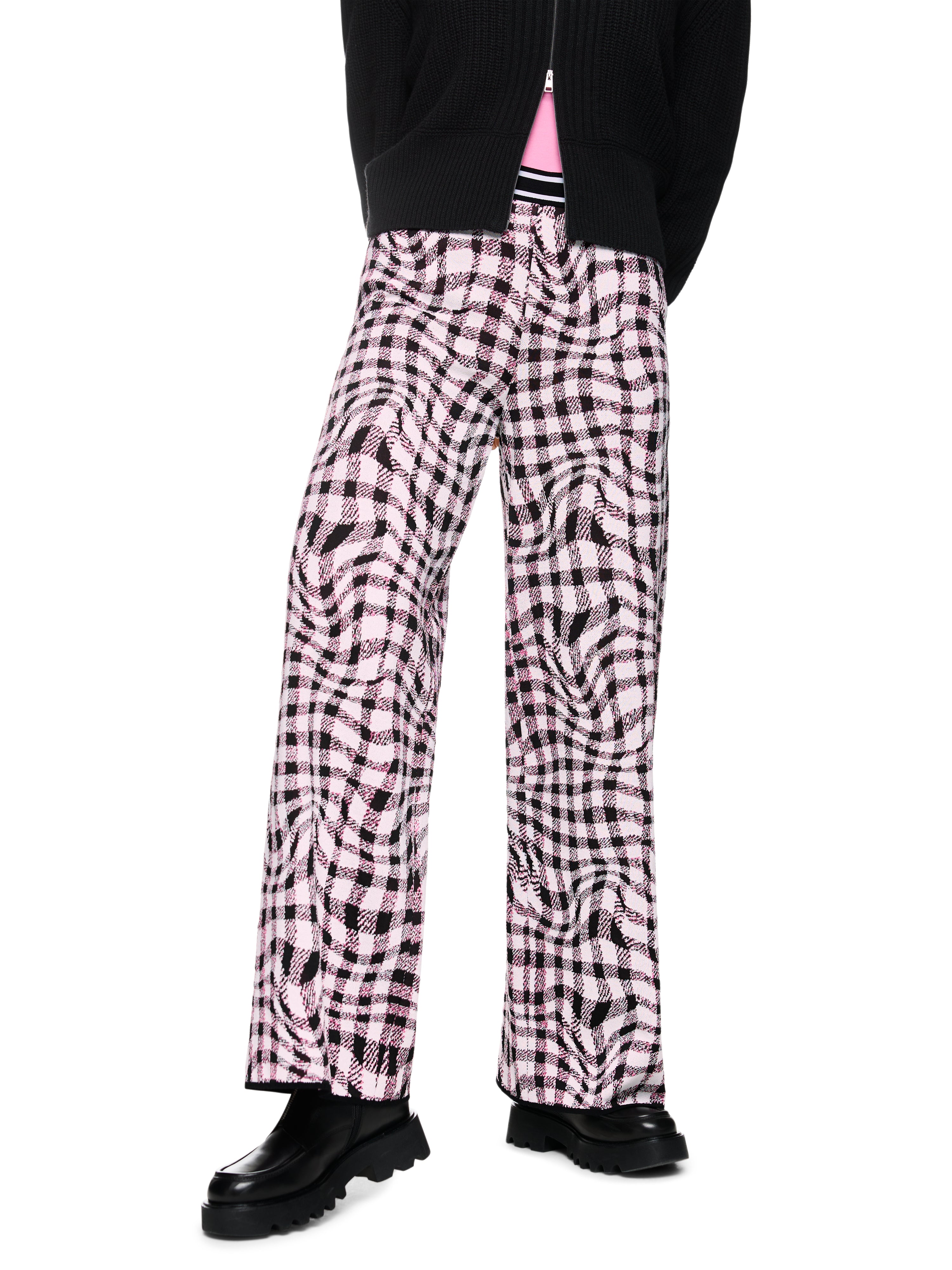 מכנסיים רחבים עם גומי במותניים והדפס משבצותהרכב: 72% ויסקוזה, 16% פוליאסטר, 12% פוליאמידהדוגמנית בגובה 1.79 ולובשת מידה 3 של מארק קיין