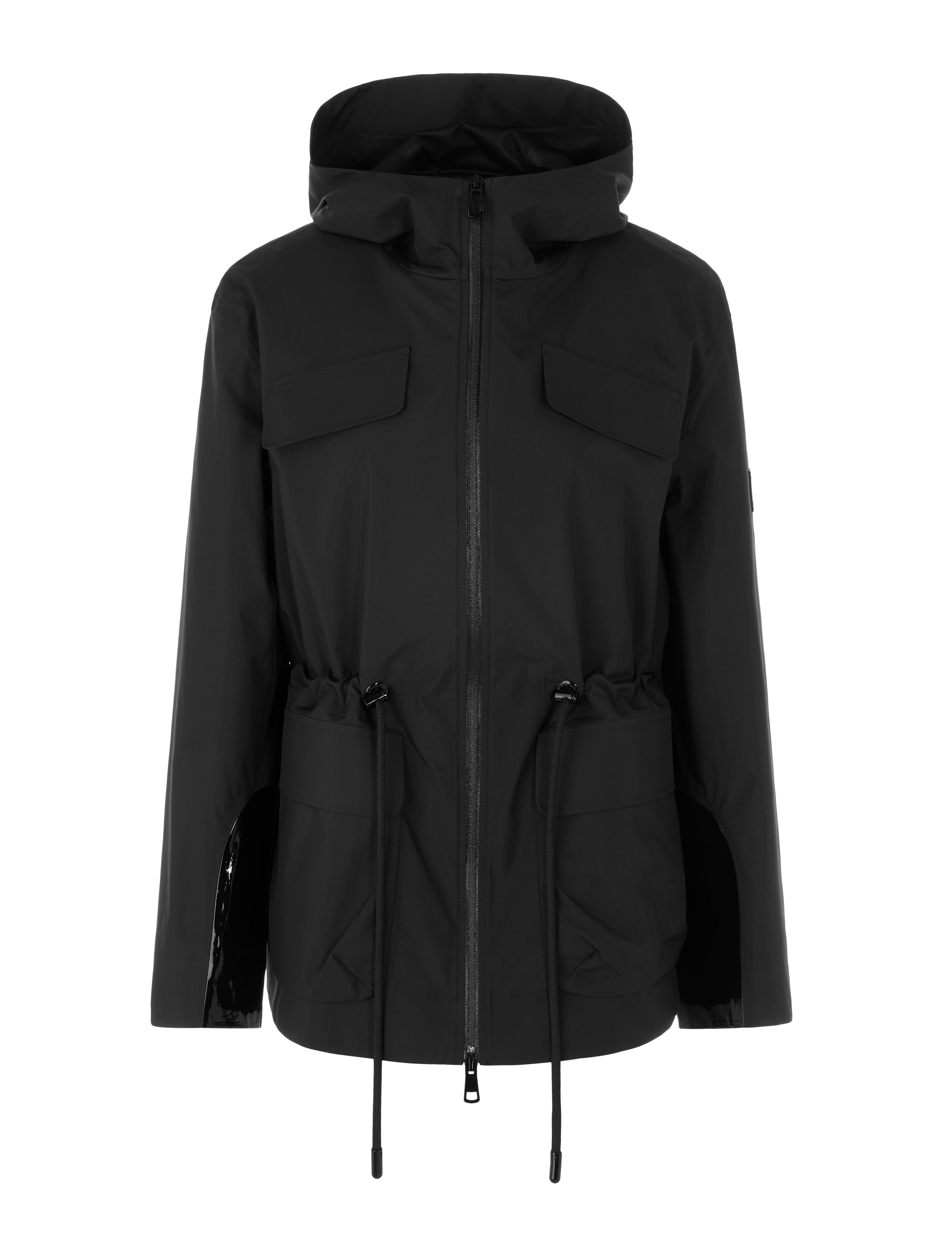 מעיל בגזרה ישרה עם צווארון גבוה, קפוצ'ון ורוכסן הרכב: 100% פוליאסטרהדוגמנית בגובה 1.79 ולובשת מידה 3 של מארק קיין