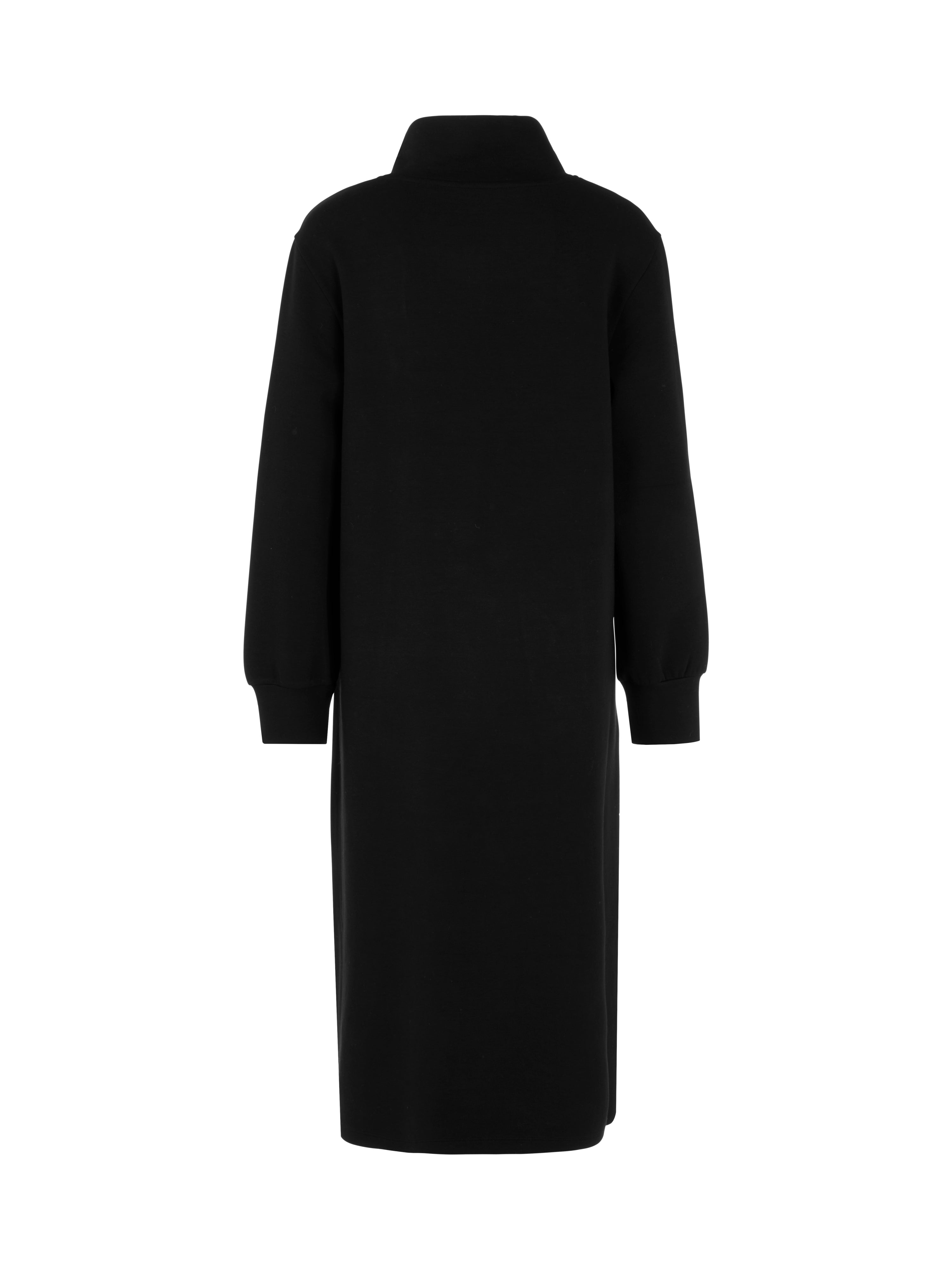 שמלת סווטשירט מידי בצבע שחור עם צווארון גבוה ושרוך בהדפס נמרגזרה ישרה ונוחה עם שני כיסים בגובה הירכייםהרכב בד: 88% כותנה, 8% פוליאסטר, 4% אלסטןהדוגמנית בגובה 1.79 מ' ולובשת מידה 3 של מארק קיין