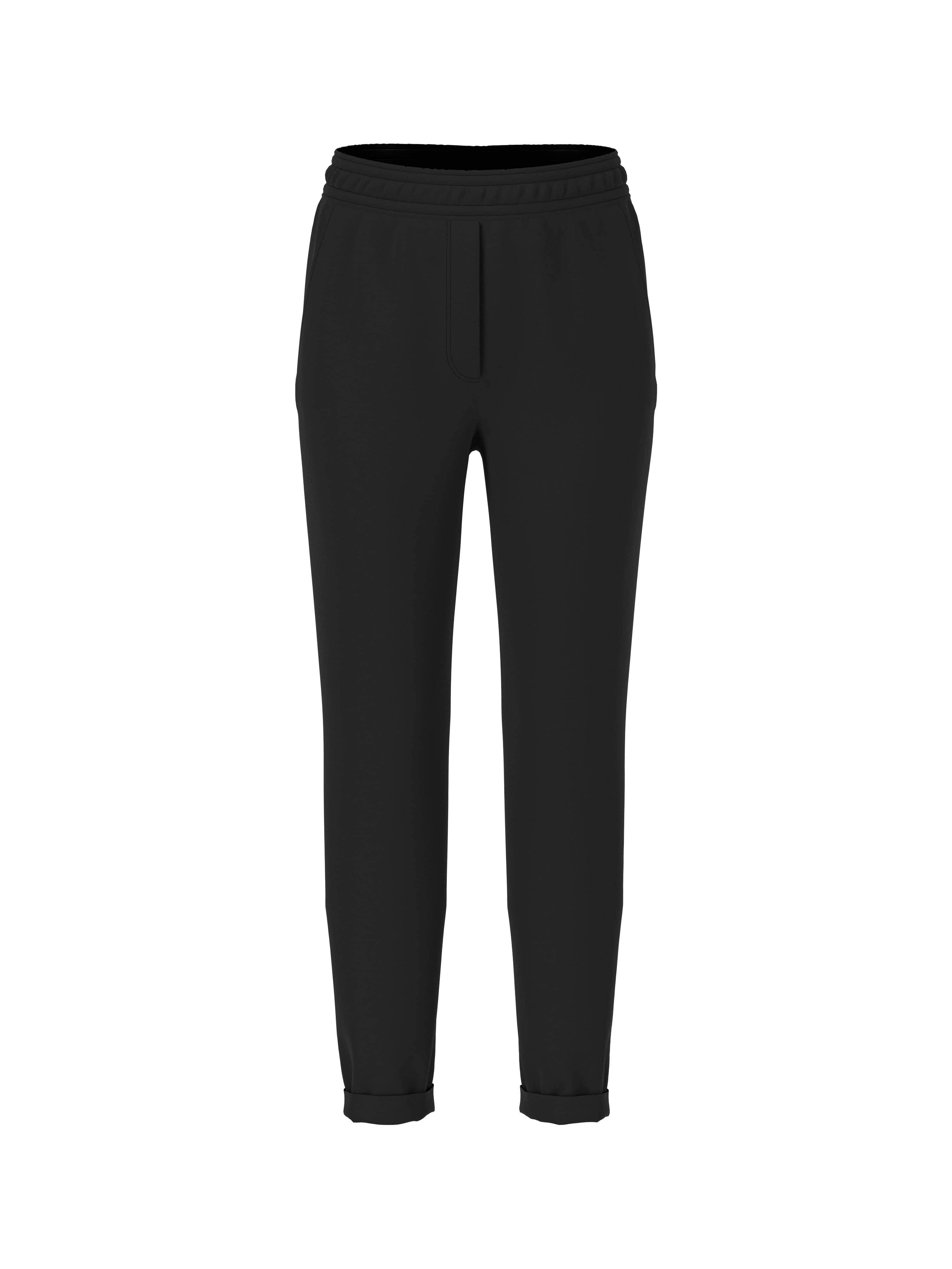 מכנסיים בגזרה צמודה, עם גומי במותניים וכיסים צדדייםהרכב: 88% כותנה, 8% פוליאסטר, 4% אלסטןהדוגמנית בגובה 1.79 ולובשת מידה 3 של מארק קיין