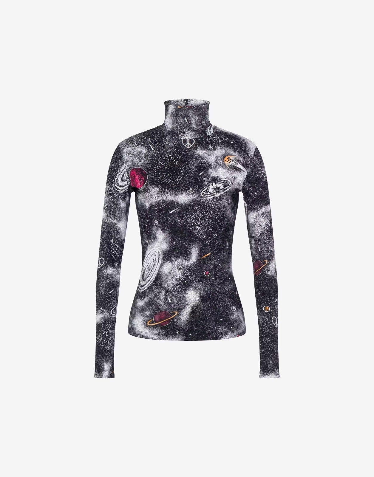 חולצת גולף מקולקציית MOSCHINO Jeans בגזרת סלים פיט עם הדפסהרכב: 73% פוליאמיד, 27% אלסטןהדוגמנית בגובה 1.78 ולובשת מידה S