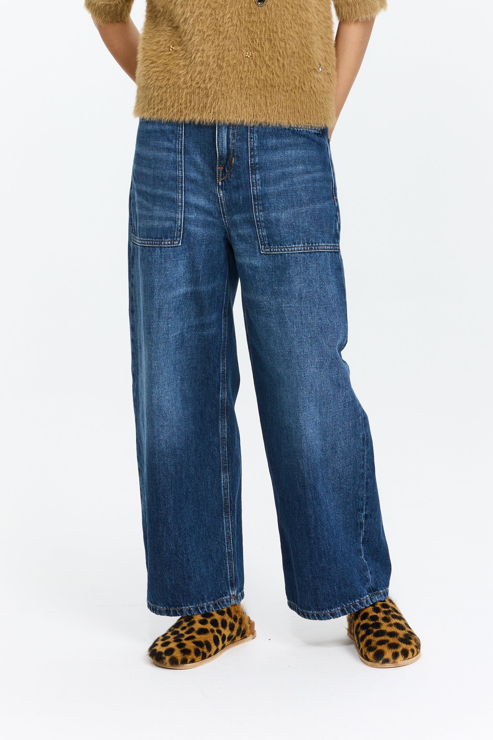 נעליים שטוחות עם פתיחה מאחור, בדוגמת כתמיםהרכב: 100% פרוות סוסים