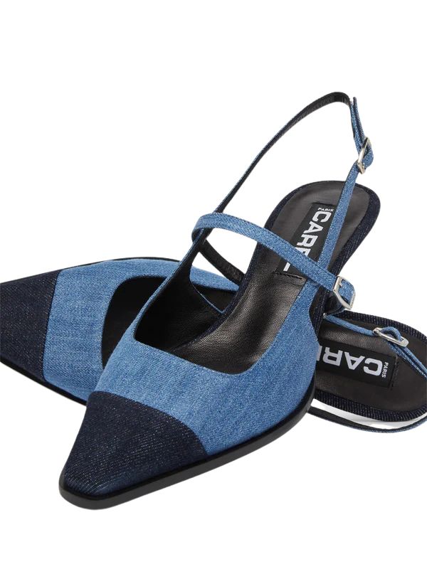 נעלי עקב עם רצועה במראה ג'ינס דו גווניהרכב: 100% בד ג'ינסגובה העקב: 5 ס"מ