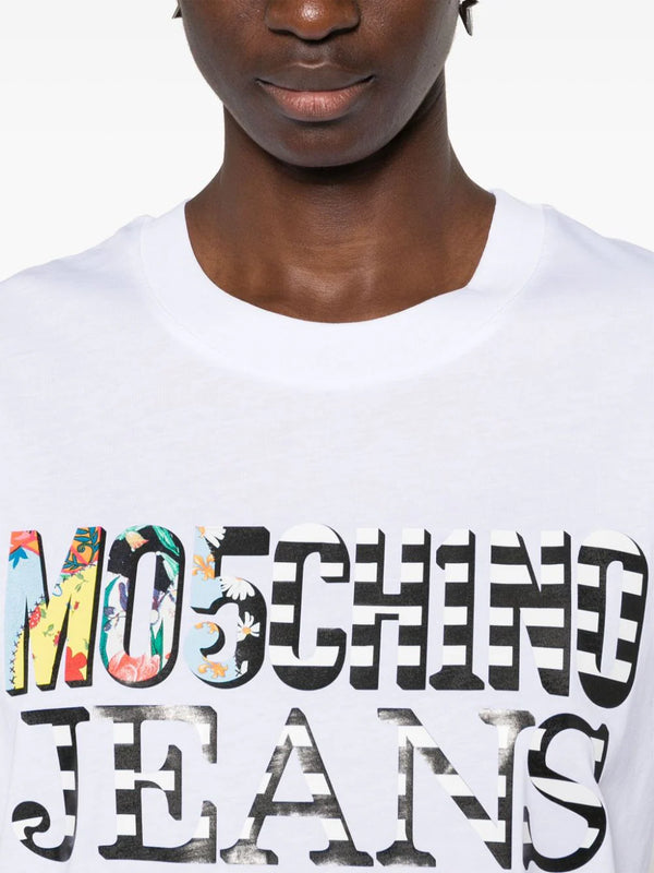 טישירט לבנה 100% כותנה עם כיתוב לוגו MOSCHINO JEANS
