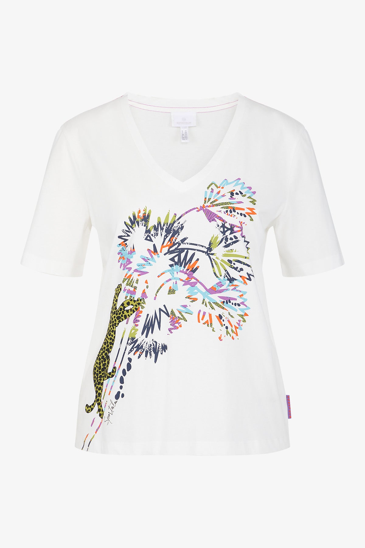 חולצת טי עם צווארון במפתח V בהדפס הרכב: 100% כותנה 