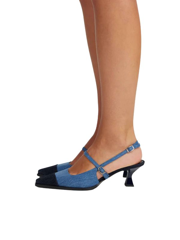 נעלי עקב עם רצועה במראה ג'ינס דו גווניהרכב: 100% בד ג'ינסגובה העקב: 5 ס"מ