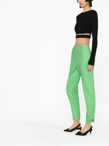 מכנסיים ירוקים מחוייטים בשילוב כותנה רגל צרה