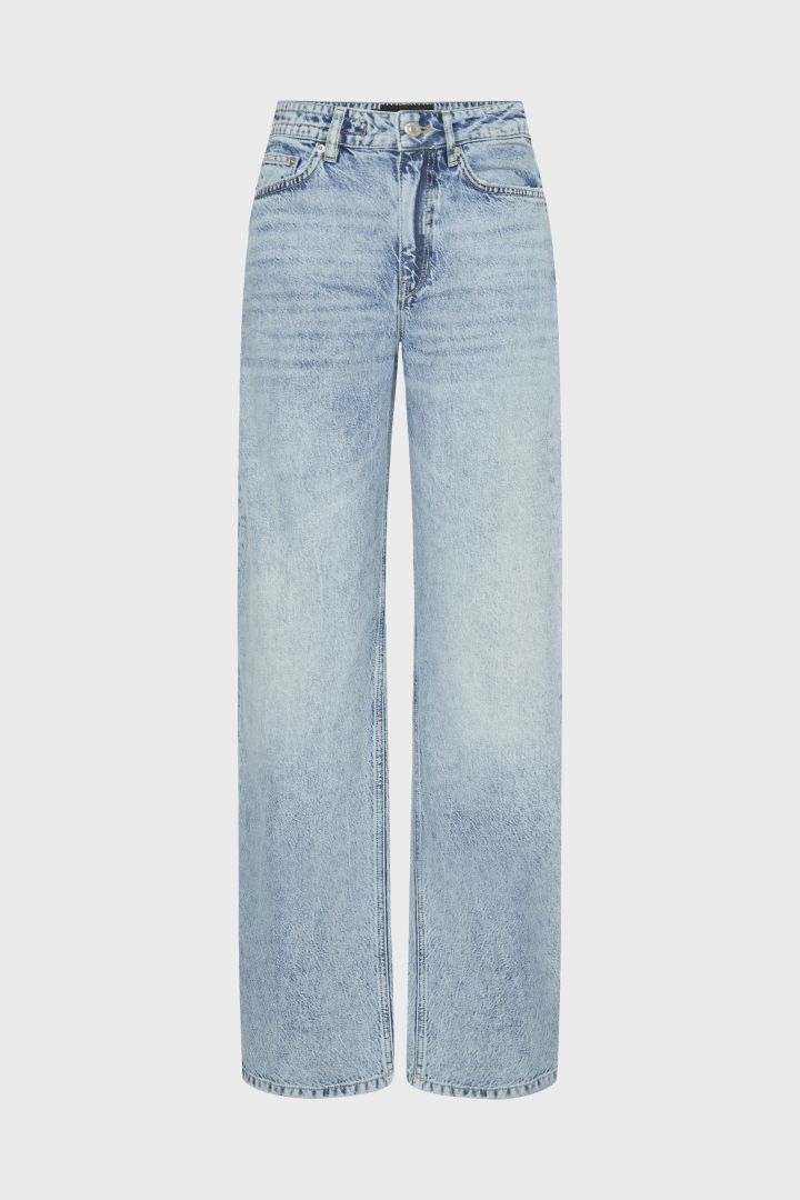 מכנסי ג'ינס בשילוב כותנה מראה סטונווש רגל בגזרת O