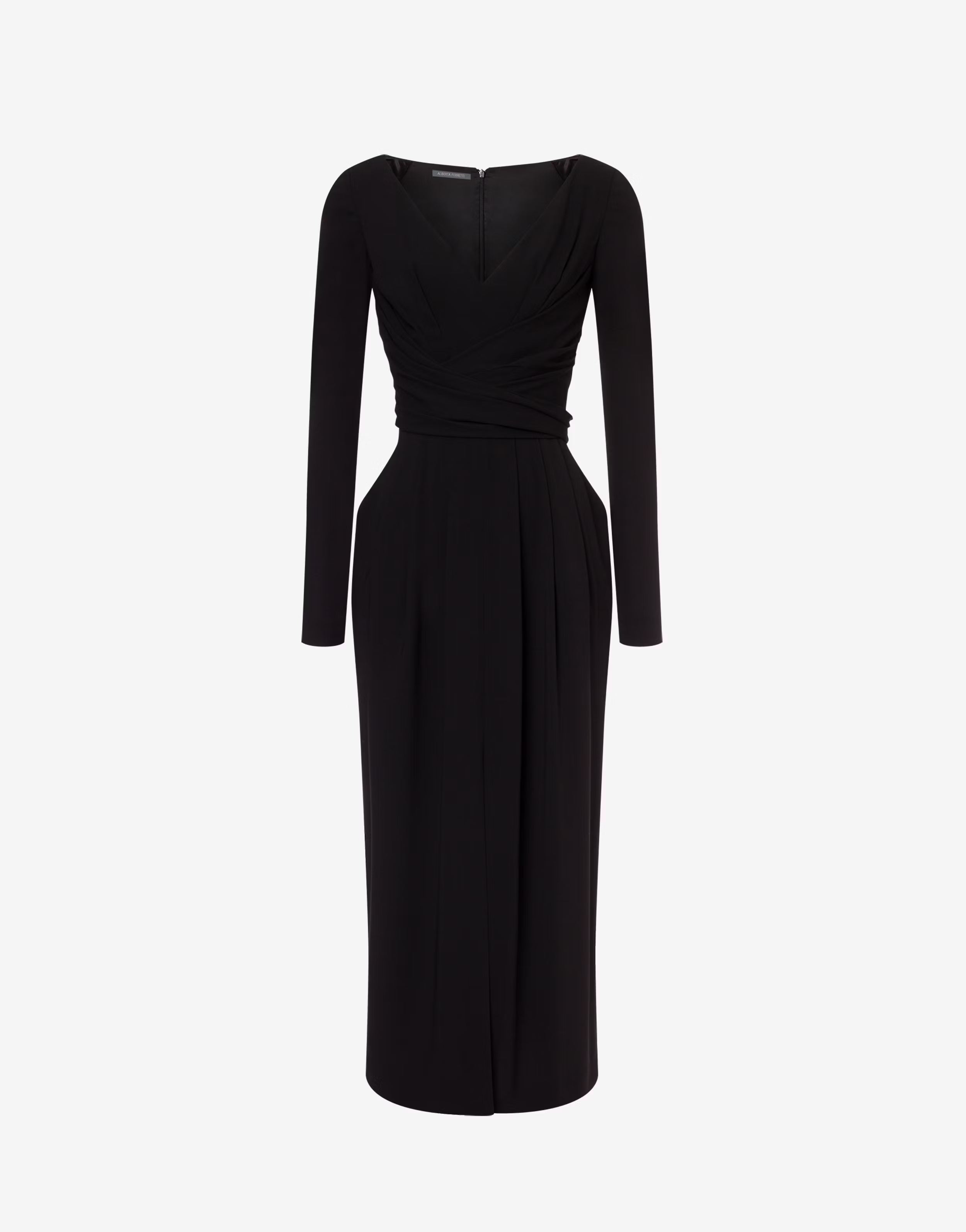 שמלת ערב עם חגורת מותן ושסע קדמיהרכב: 97% ויסקוזה, 3% אלסטןהדוגמנית בגובה 1.78 ולובשת מידה 42 איטלקית