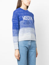 סוודר דגרדה כחול מצמר עם כיתוב לוגו גזרה ישרה