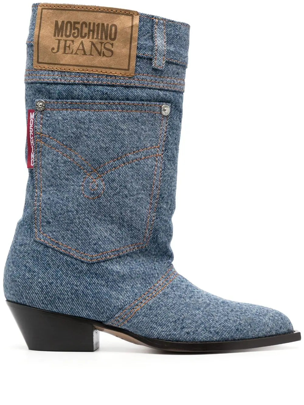 מגפוני בוקרים מג'ינס עם עיטורי כיס ולולאותהרכב: 100% כותנה; סוליה: 100% עורגובה עקב: 4.5 ס"מ