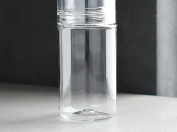בקבוק ספורטיבי בצבע שקוף של חברת KINTO 480 מ"ל בעל פתיחה כפולה להכנסת קרח