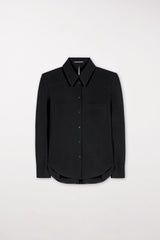 חולצת כותנה מכופתרת אלגנטית בצבע שחור עם מפתח בגב