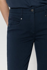 ג'ינס כחול כהה סטרצ'י מכותנה רגל ישרה אורך עצם