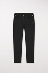 מכנסי ג'ינס סקיני קליליים מכותנה בצבע שחור עם גומי במותן מאחור