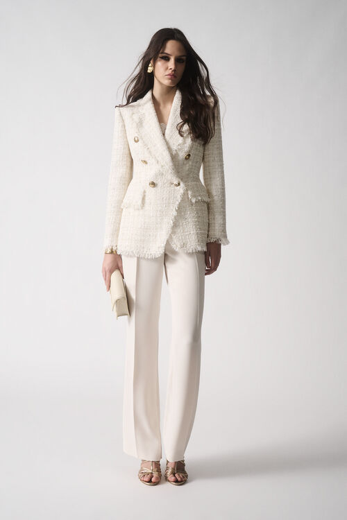 מכנסיים אלגנטיים בגזרה גבוהה הרכב: 100% פוליאסטרהדוגמנית בגובה 1.78 ולובשת מידה 42 איטלקית