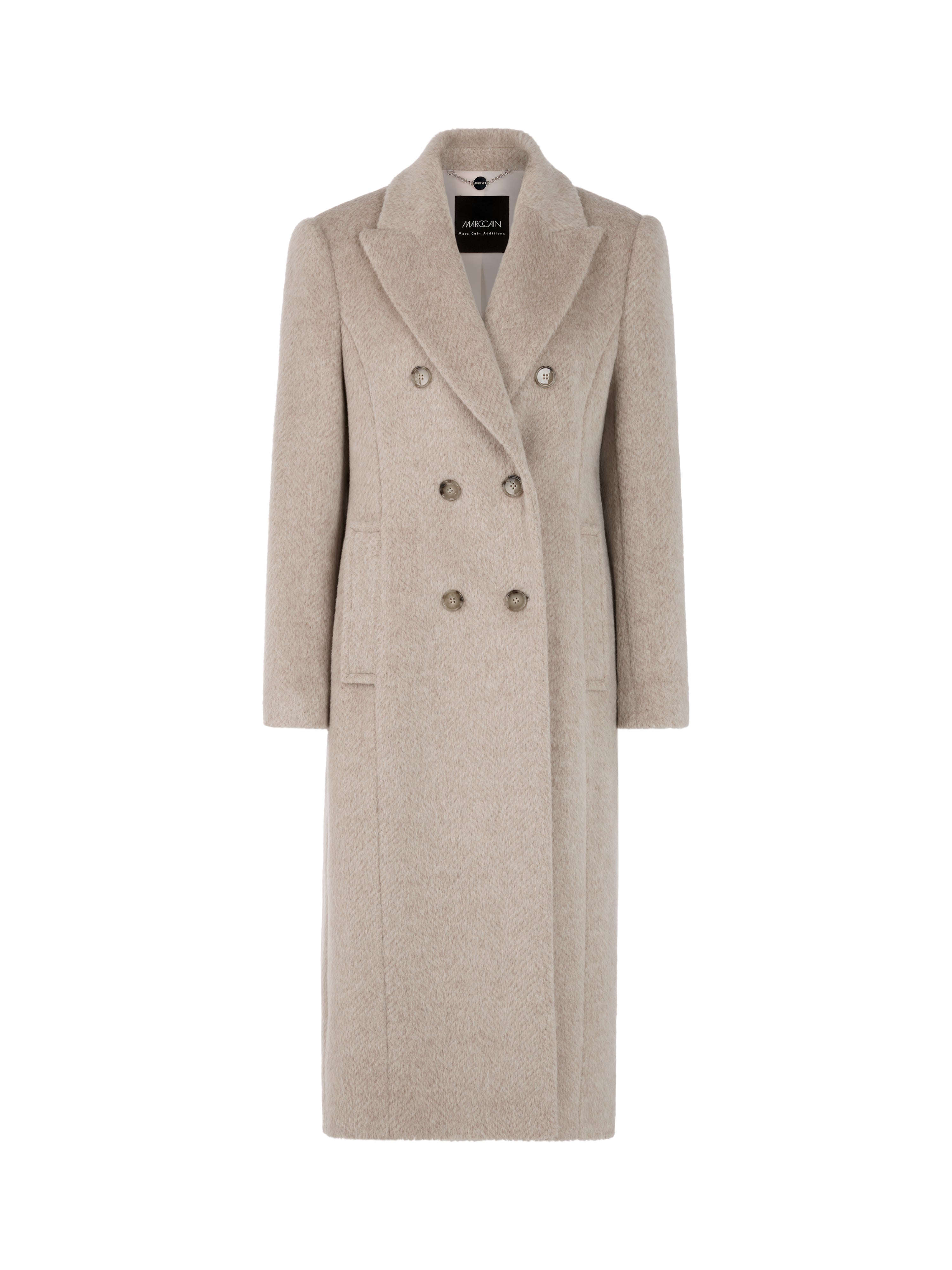 מעיל צמר בגזרה ישרה עם כיסים צדדייםהרכב: 66% אלפקה, 20% פוליאמיד, 14% צמרהדוגמנית בגובה 1.79 ולובשת מידה 3 של מארק קיין 