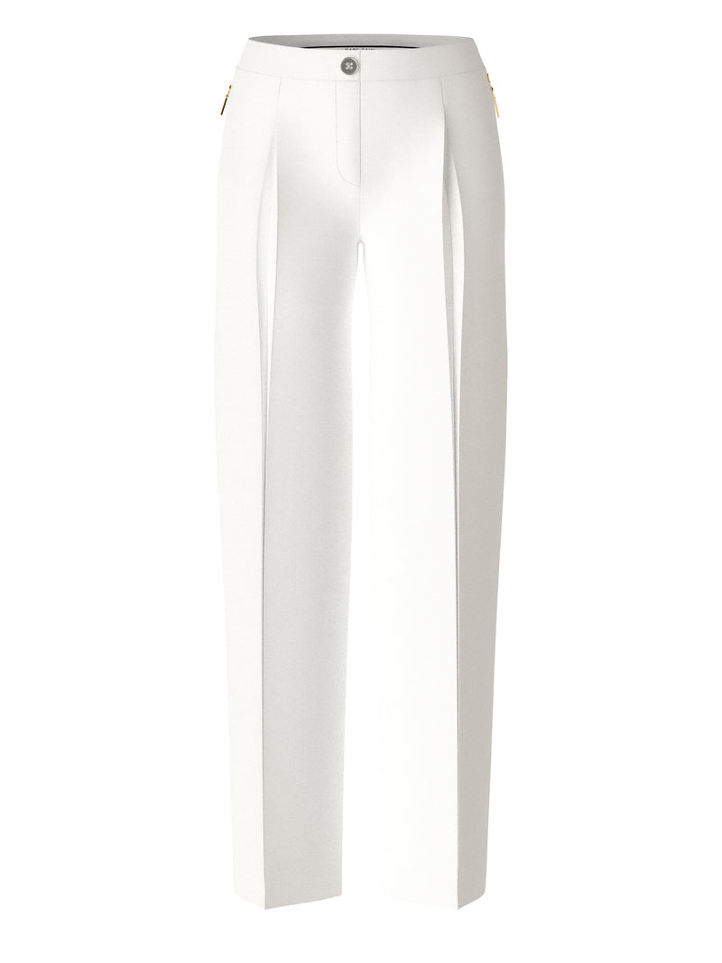 מכנסיים מחוייטים אוף וייט דגם WICHITA בגזרה רחבה רגל ישרה משילוב ויסקוזה כיסים עם רוכסן
